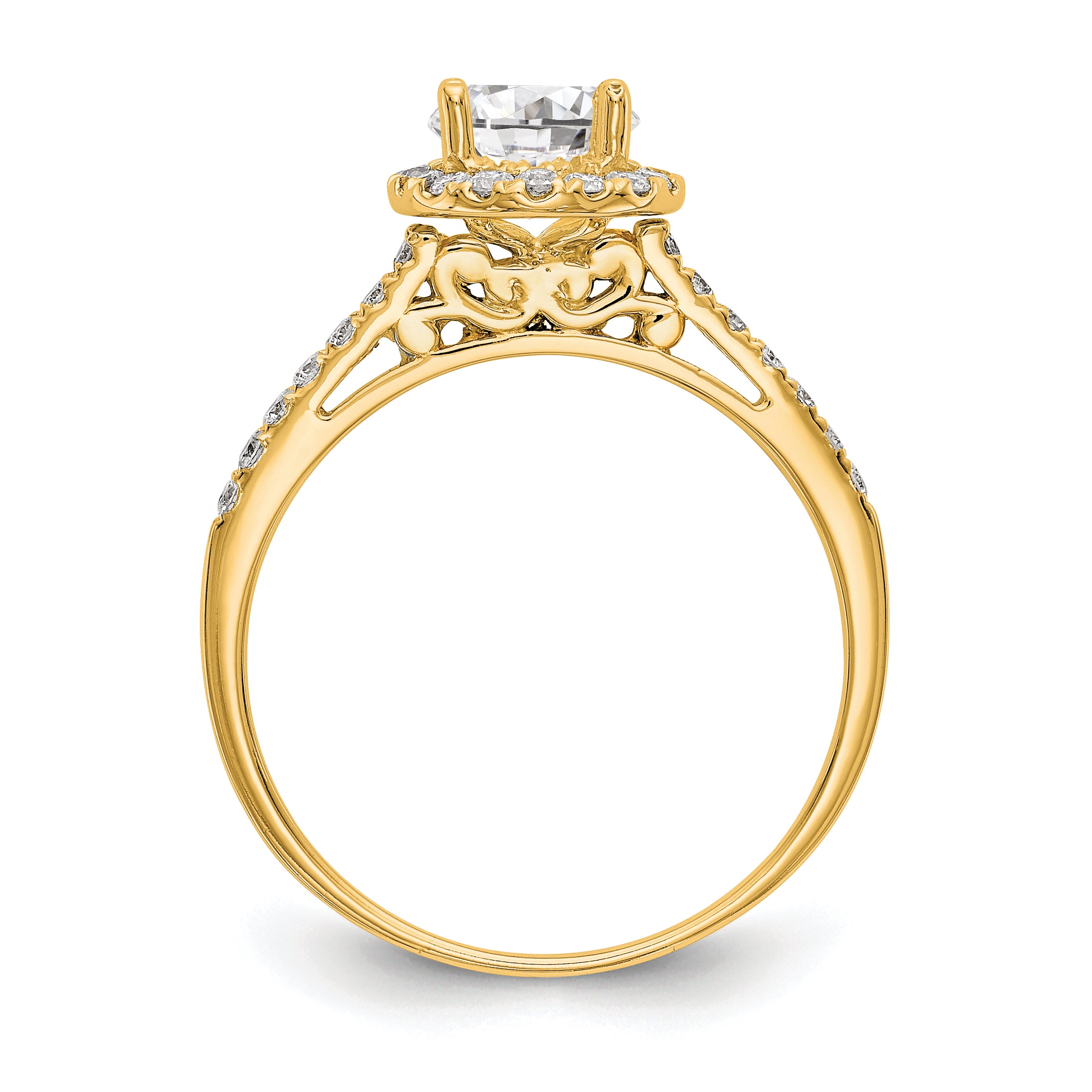 14k 1/4 carat Lab Grown Diamond VS/SI+ G+ 1 carat Center Semi Mount Halo Engagement Ring Secondary image
