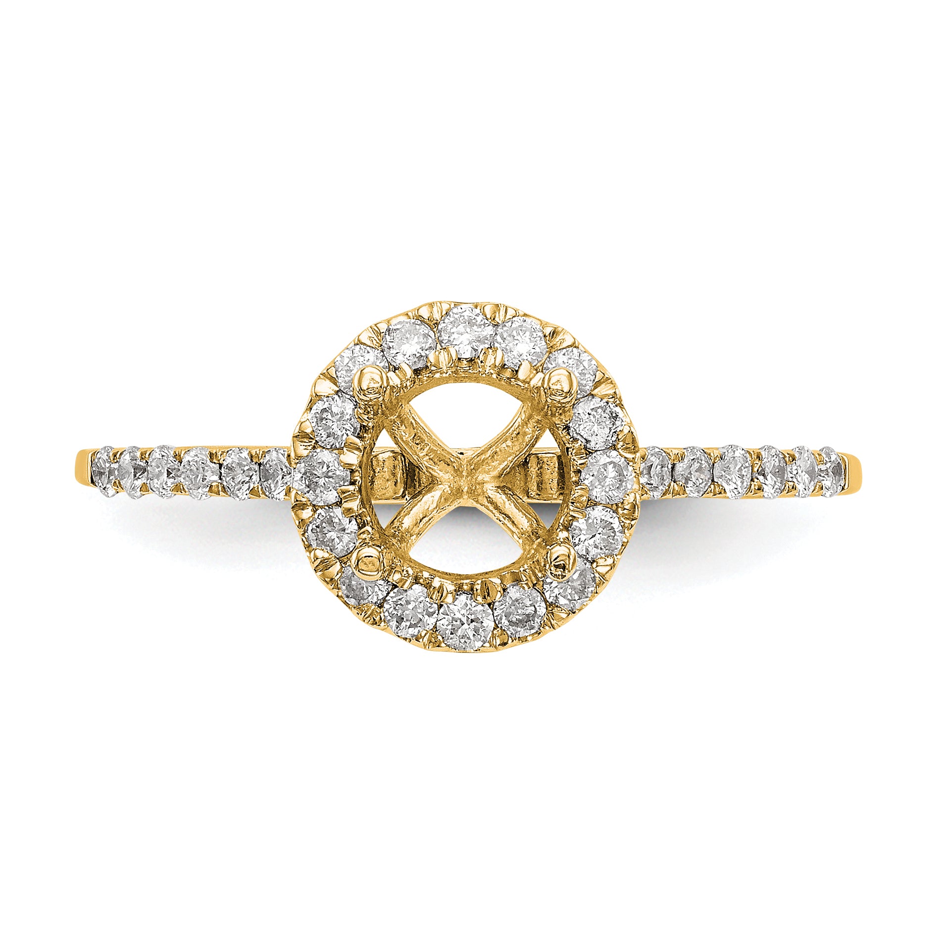 14k 1/4 carat Lab Grown Diamond VS/SI+ G+ 1 carat Center Semi Mount Halo Engagement Ring