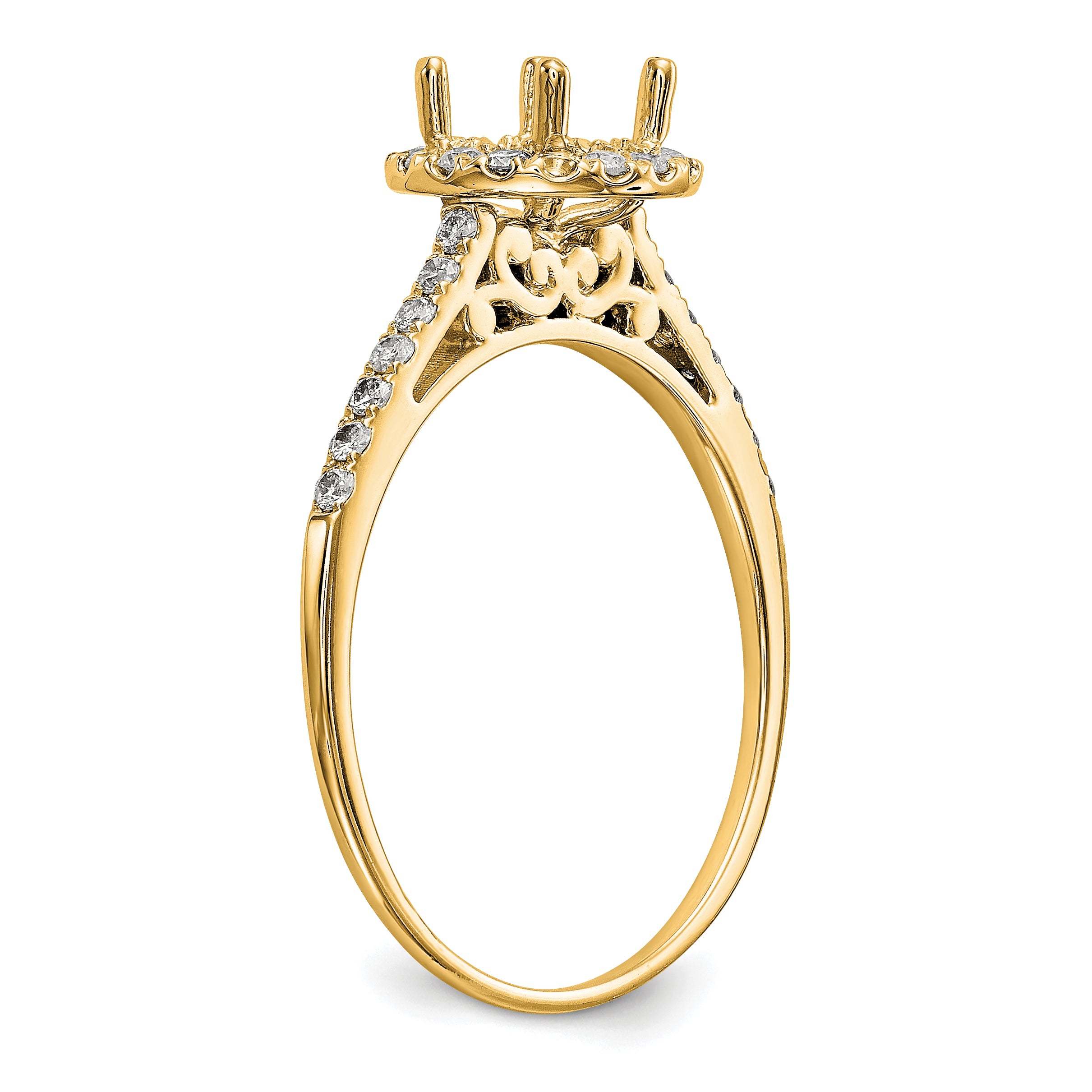 14k 1/4 carat Lab Grown Diamond VS/SI+ G+ 1 carat Center Semi Mount Halo Engagement Ring