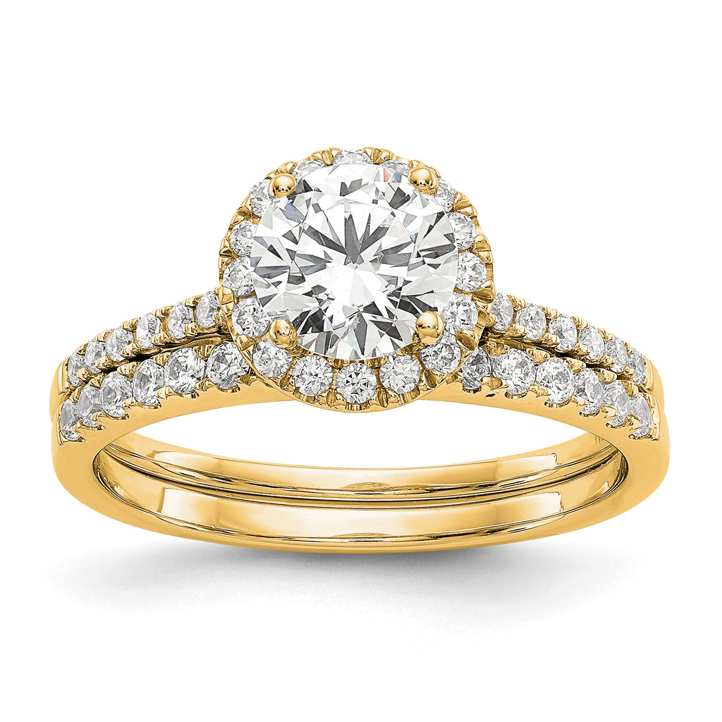 14k 1/4 carat Lab Grown Diamond VS/SI+ G+ 3/4 carat Center Semi Mount Halo Engagement Ring