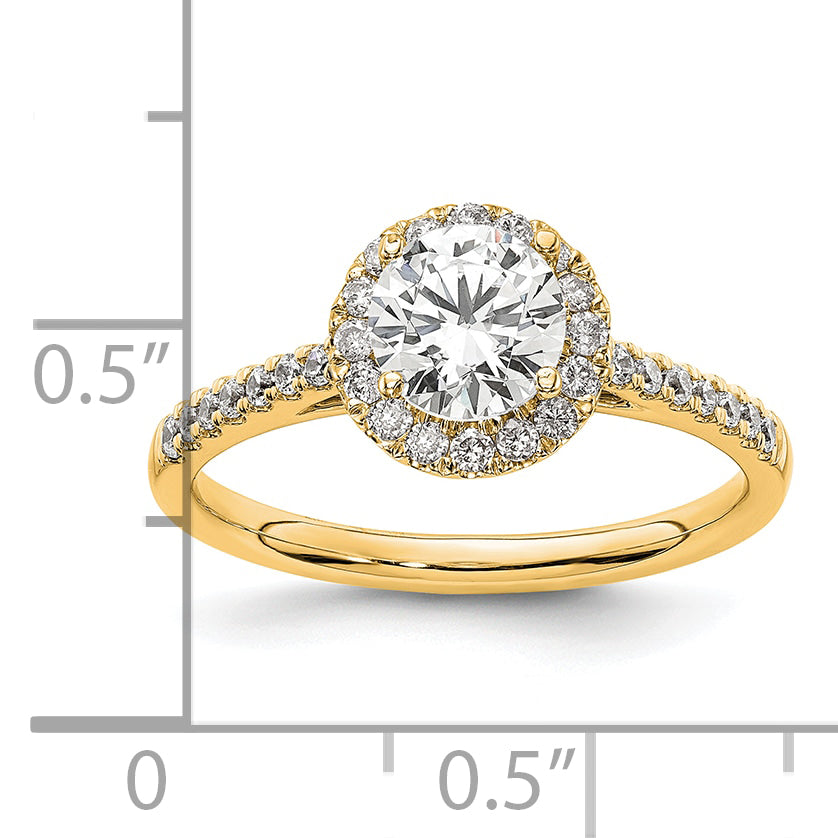 14k 1/4 carat Lab Grown Diamond VS/SI+ G+ 1 carat Center Semi Mount Halo Engagement Ring
