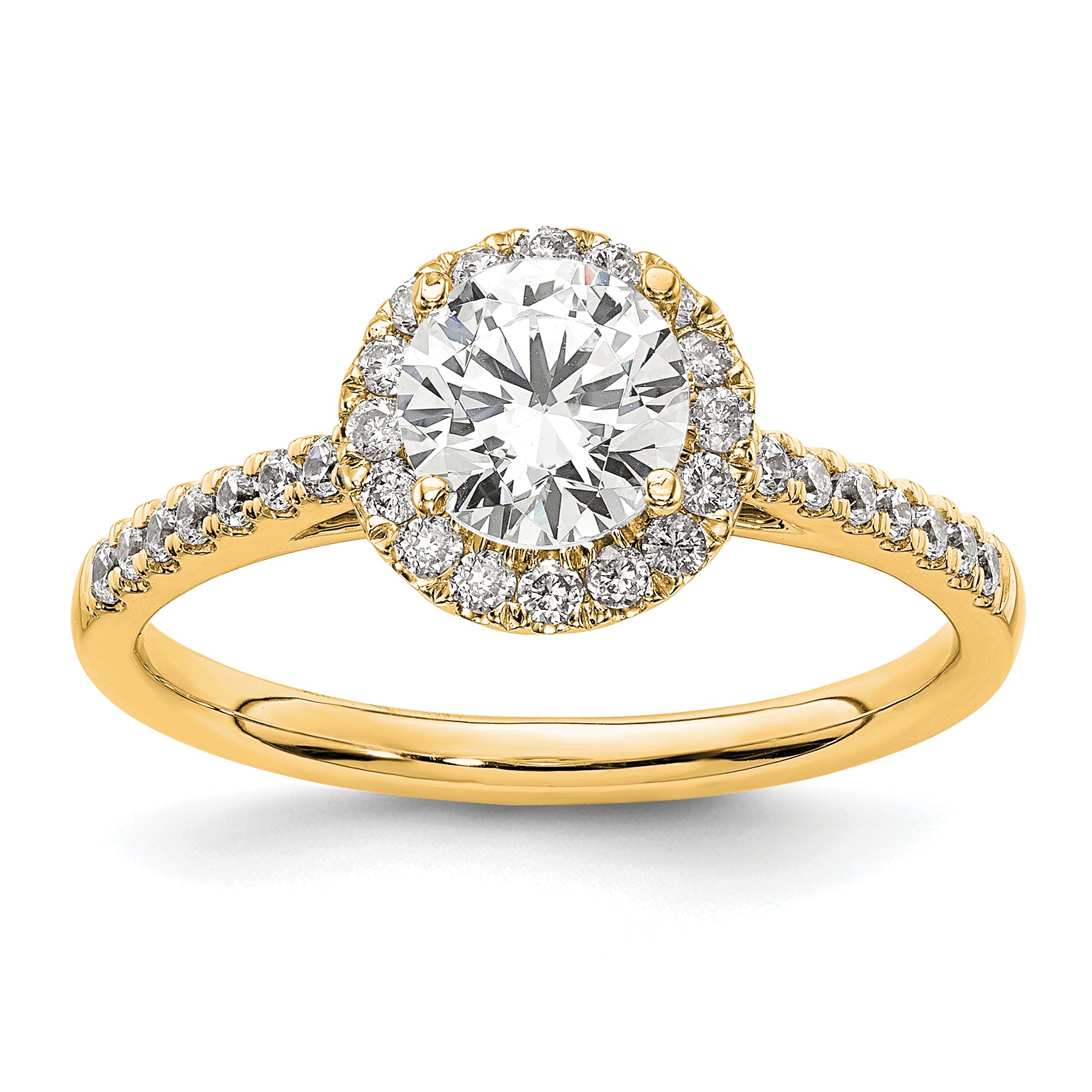14k 1/4 carat Lab Grown Diamond VS/SI+ G+ 1 carat Center Semi Mount Halo Engagement Ring Main image
