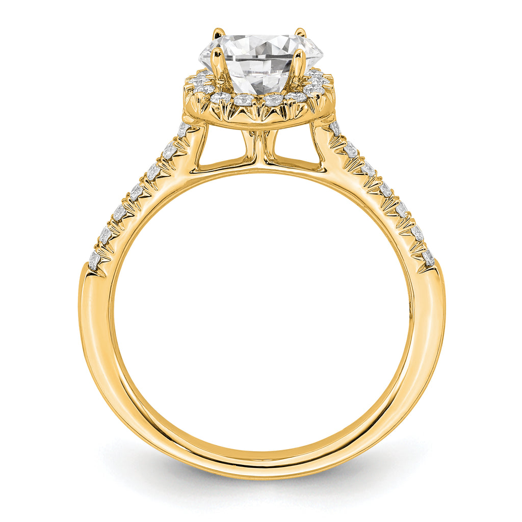14k 3/4 carat Lab Grown Diamond VS/SI+ G+ Round Complete Size 9 Halo Engagement Ring