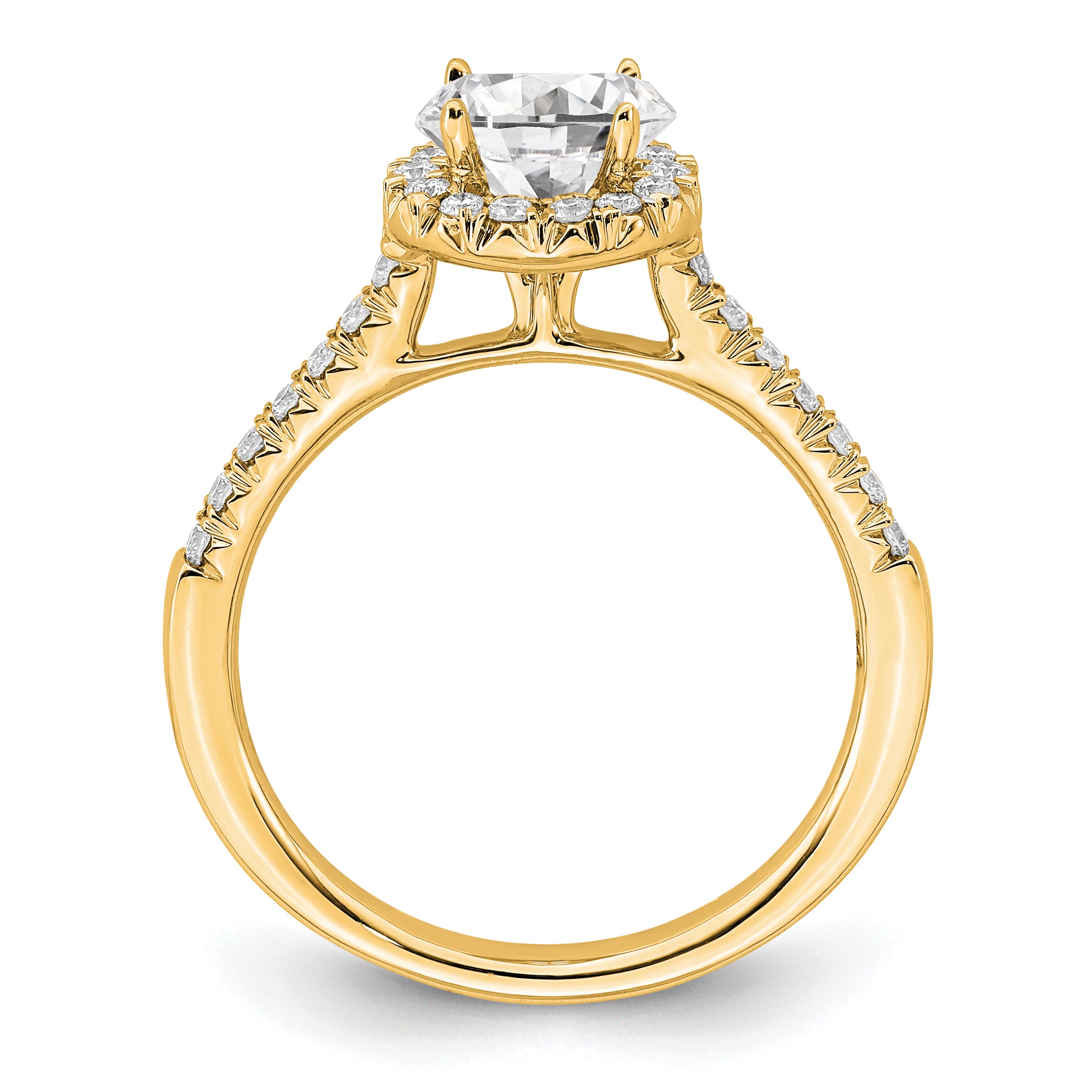 14k 3/4 carat Lab Grown Diamond VS/SI+ G+ Round Complete Size 9 Halo Engagement Ring