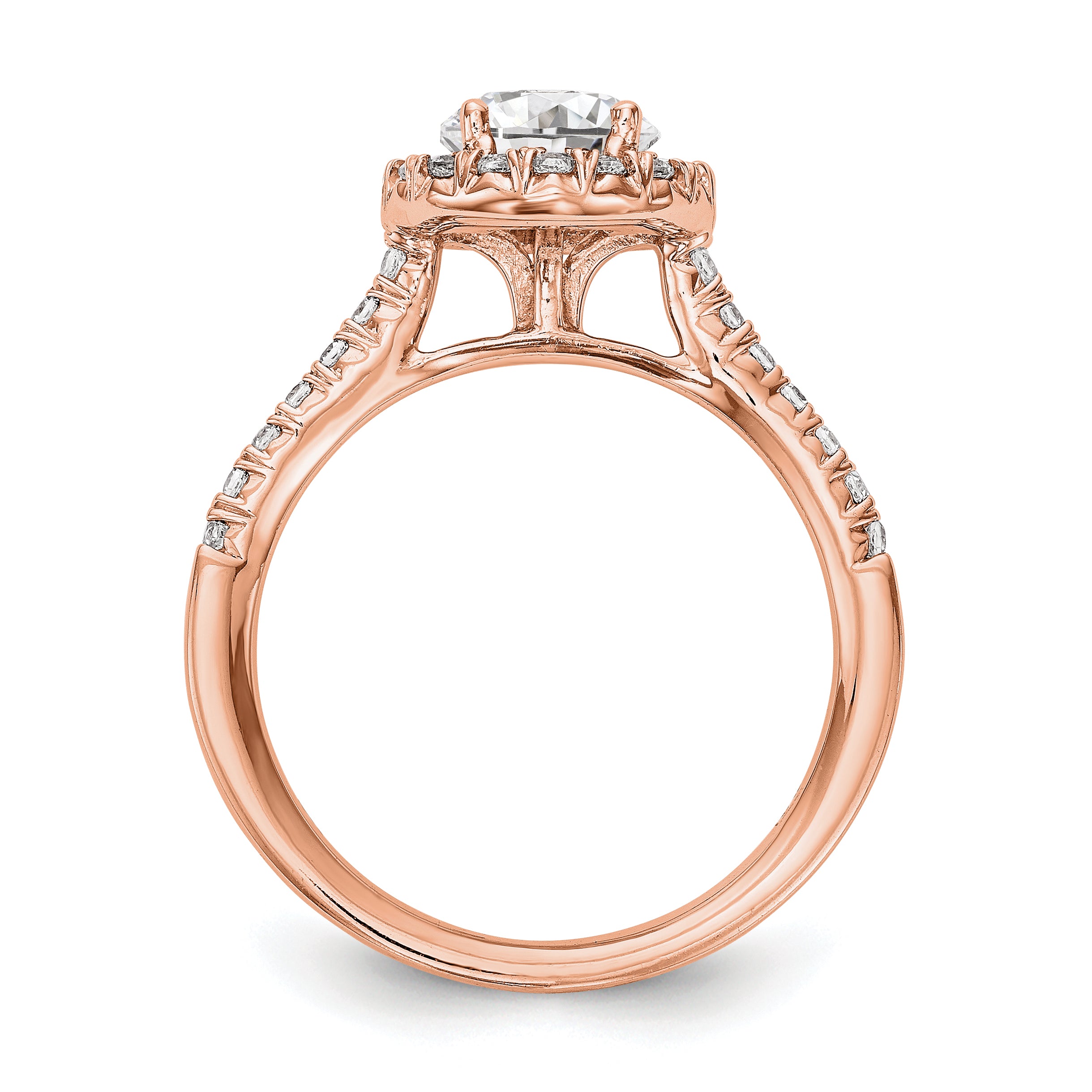 14k Rose Gold 1/3 carat Lab Grown Diamond VS/SI+ G+ 1 carat Center Round Semi Mount Engagement Ring Secondary image