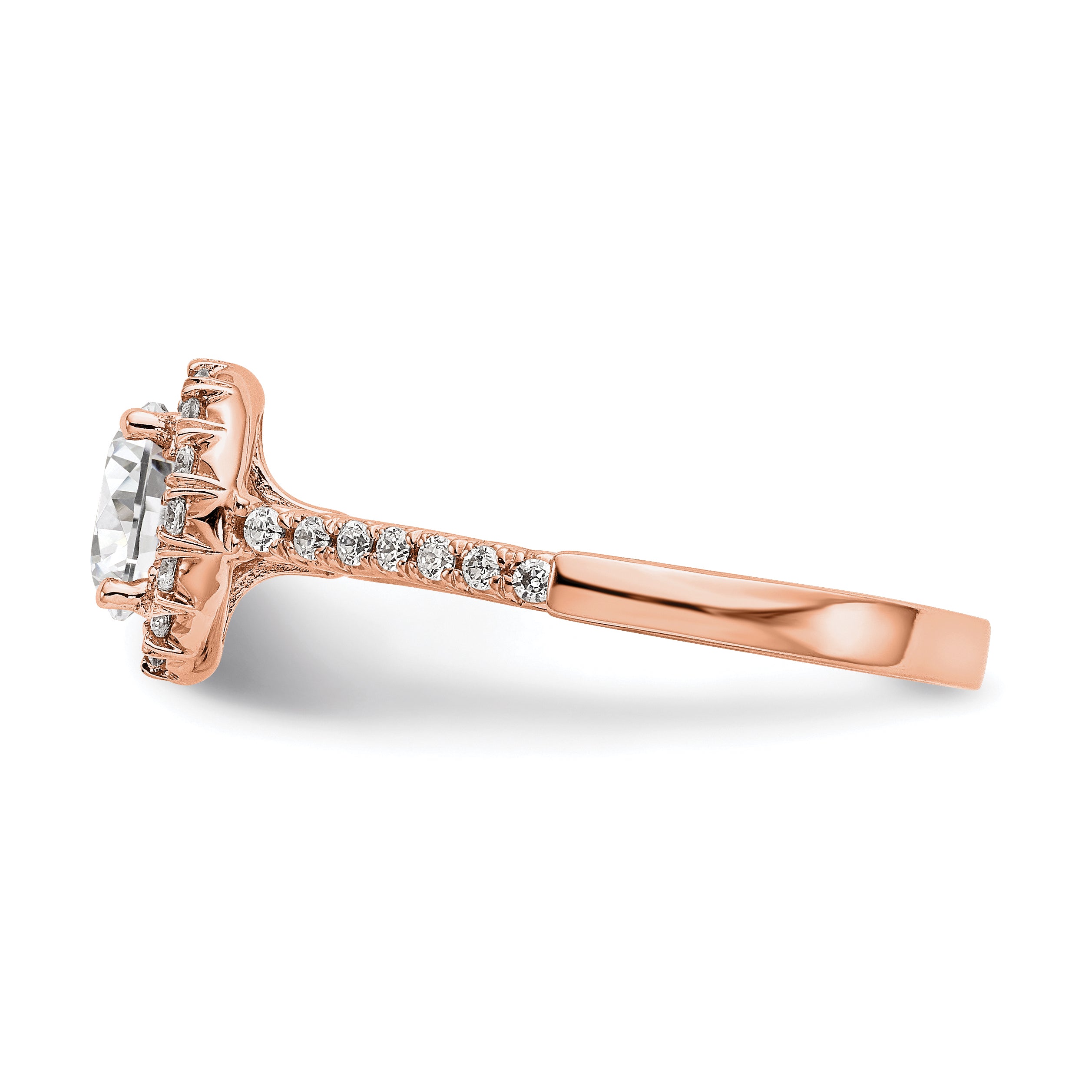 14k Rose Gold 1/3 carat Lab Grown Diamond VS/SI+ G+ 1 carat Center Round Semi Mount Engagement Ring