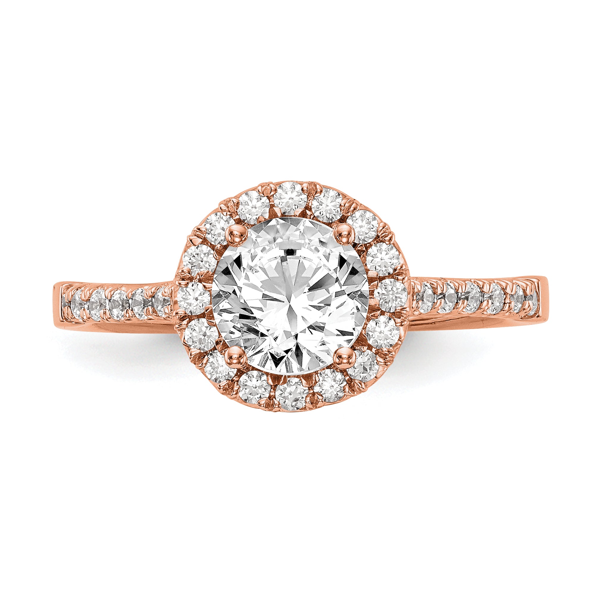14k Rose Gold 1/3 carat Lab Grown Diamond VS/SI+ G+ 1 carat Center Round Semi Mount Engagement Ring