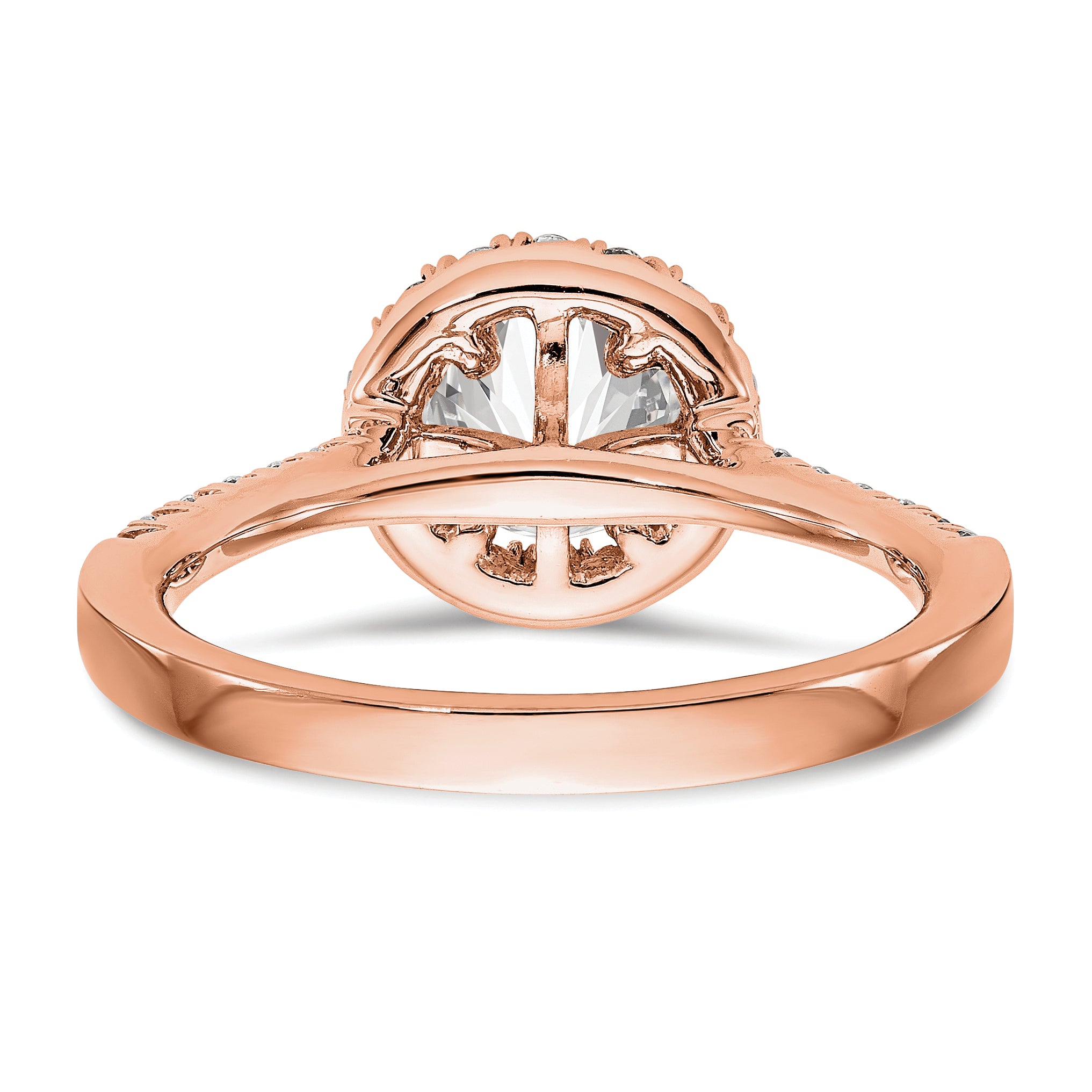 14k Rose Gold 1/3 carat Lab Grown Diamond VS/SI+ G+ 1 carat Center Round Semi Mount Engagement Ring