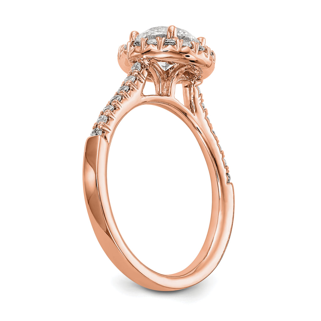 14k Rose Gold 1/3 carat Lab Grown Diamond VS/SI+ G+ 1 carat Center Round Semi Mount Engagement Ring