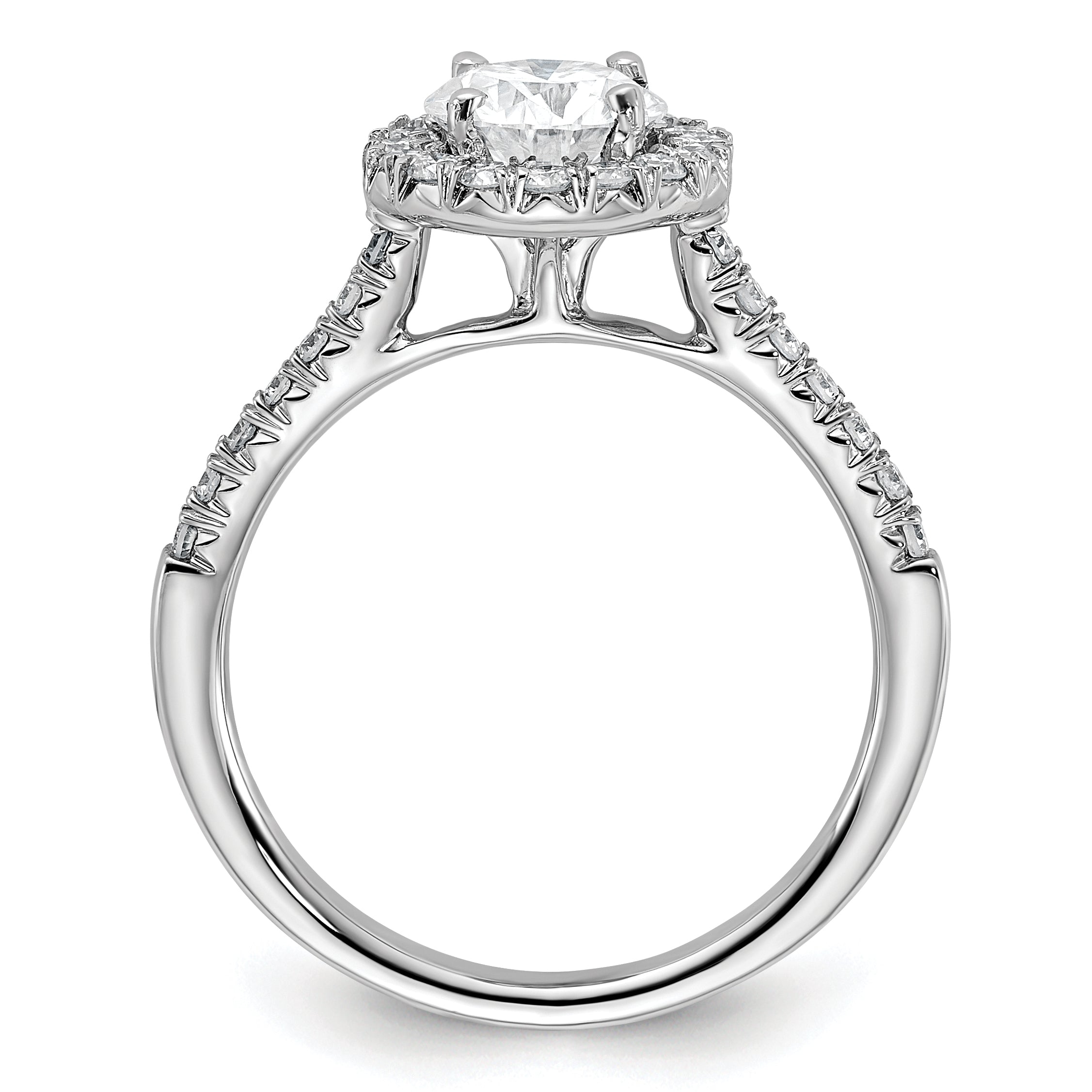 14k White Gold 1/3 carat Lab Grown Diamond VS/SI+ G+ 1 carat Center Round Semi Mount Engagement Ring Secondary image