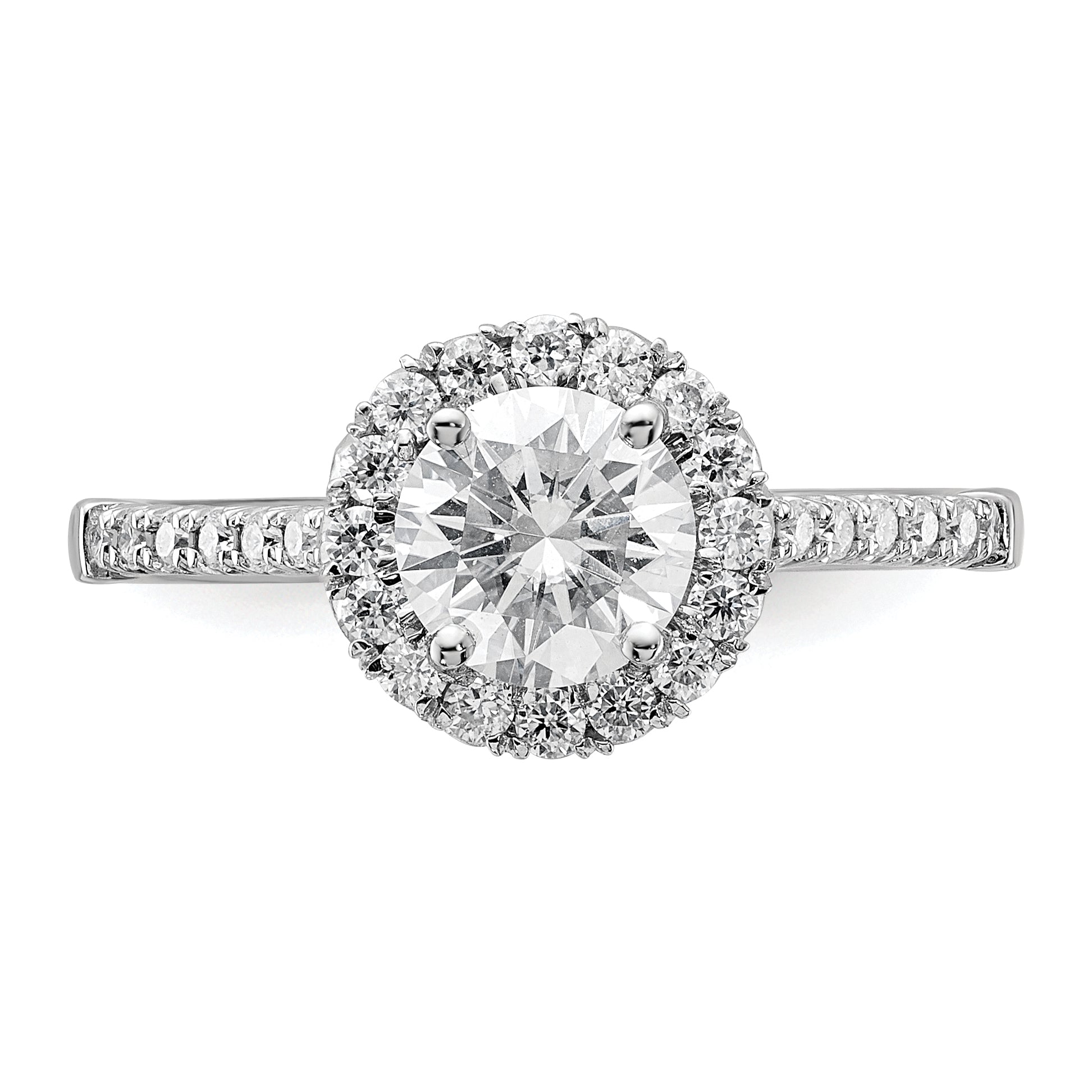 14k White Gold 1/3 carat Lab Grown Diamond VS/SI+ G+ 1 carat Center Round Semi Mount Engagement Ring