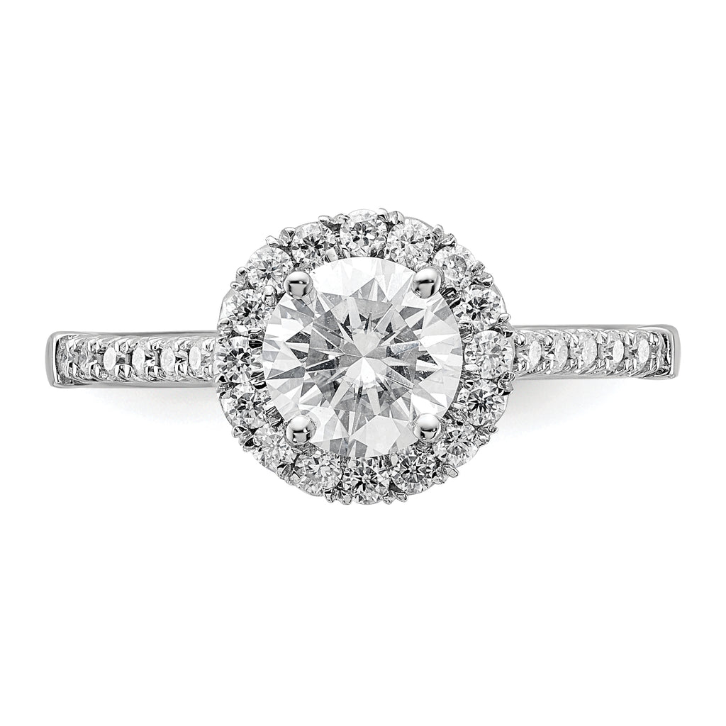 14k White Gold 1/3 carat Lab Grown Diamond VS/SI+ G+ 1 carat Center Round Semi Mount Engagement Ring