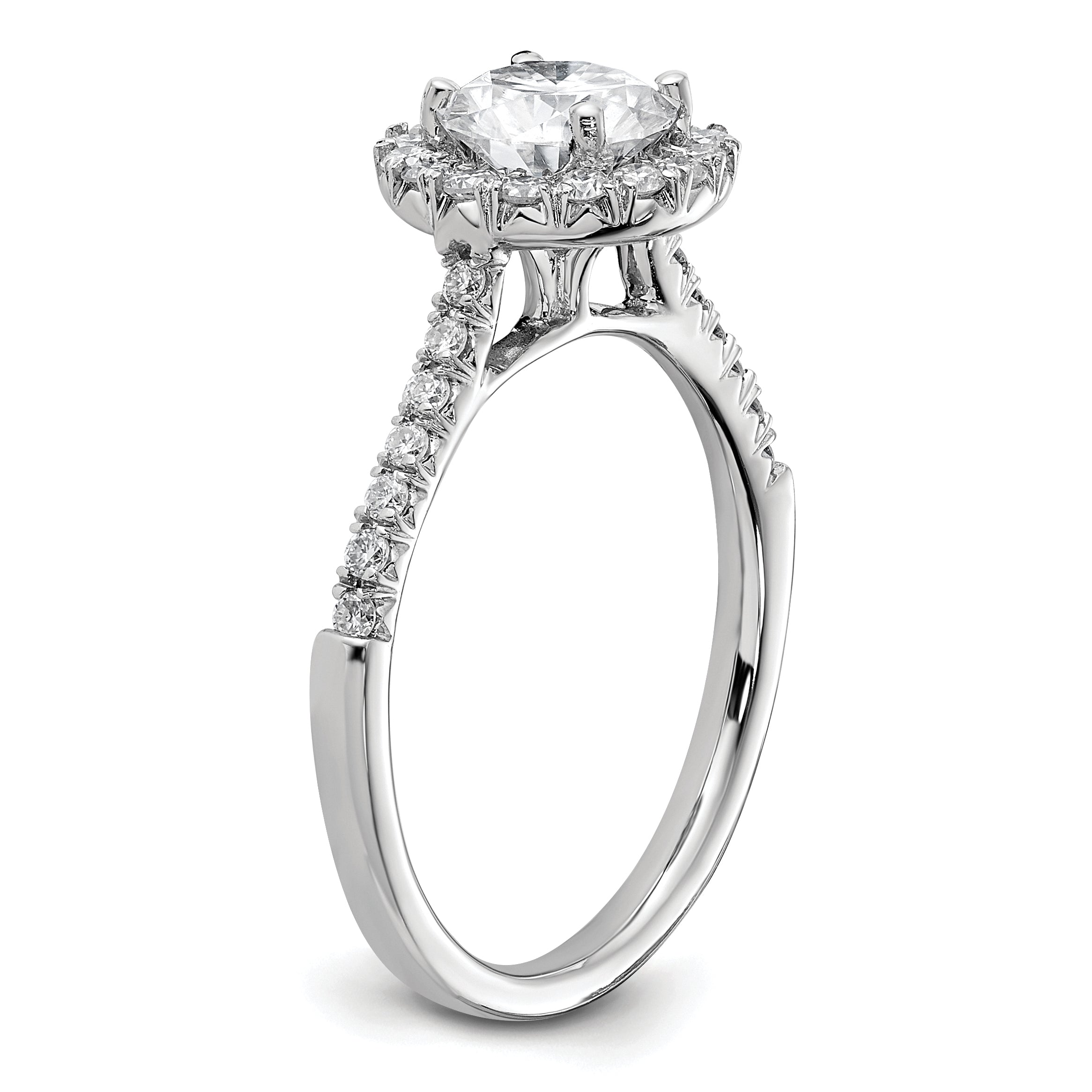 14k White Gold 1/3 carat Lab Grown Diamond VS/SI+ G+ 1 carat Center Round Semi Mount Engagement Ring