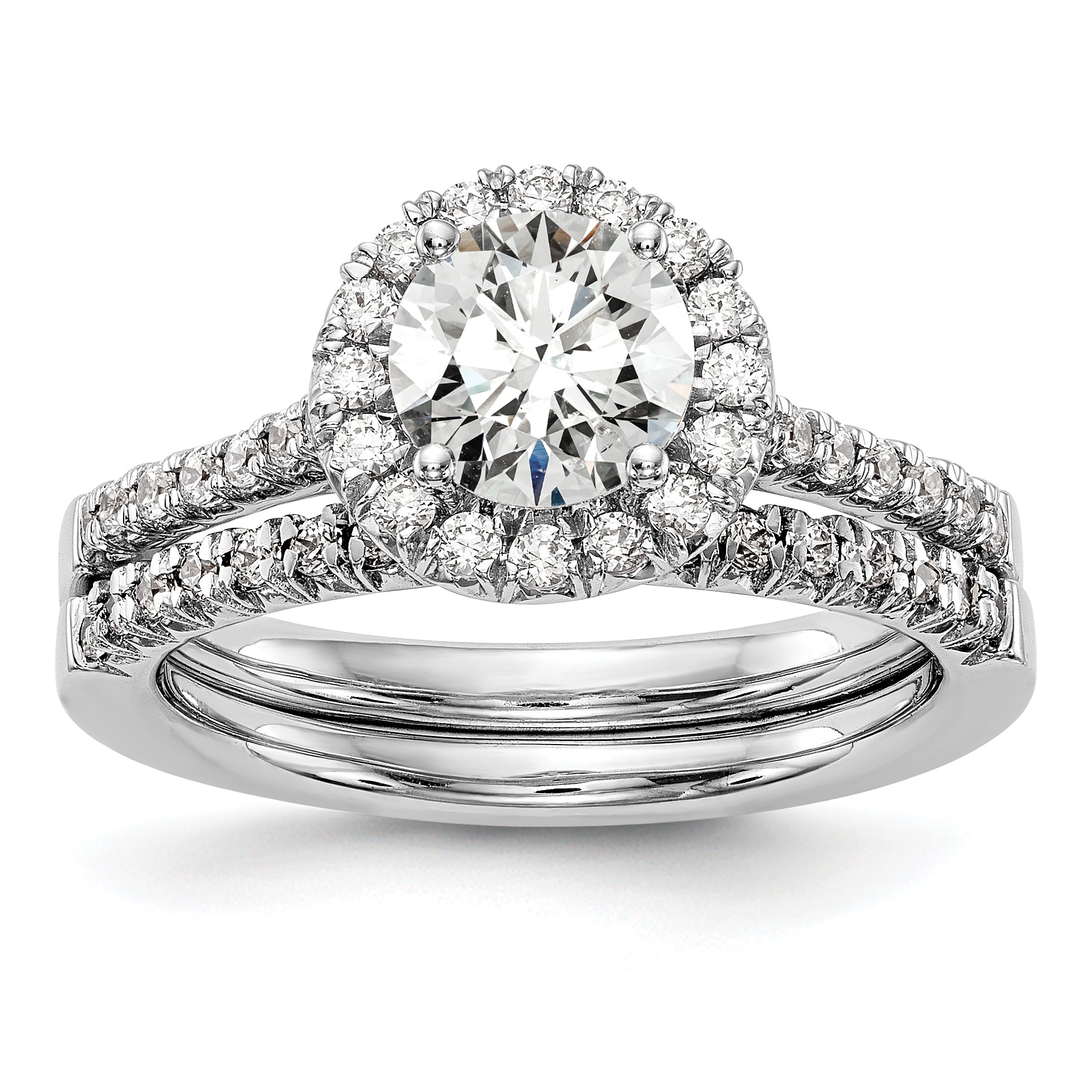 14k White Gold 1/3 carat Lab Grown Diamond VS/SI+ G+ 1 carat Center Round Semi Mount Engagement Ring