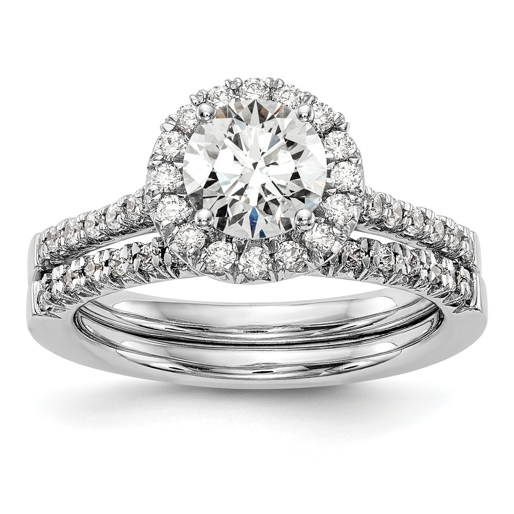 14k White Gold 1/3 carat Lab Grown Diamond VS/SI+ G+ 1 carat Center Round Semi Mount Engagement Ring