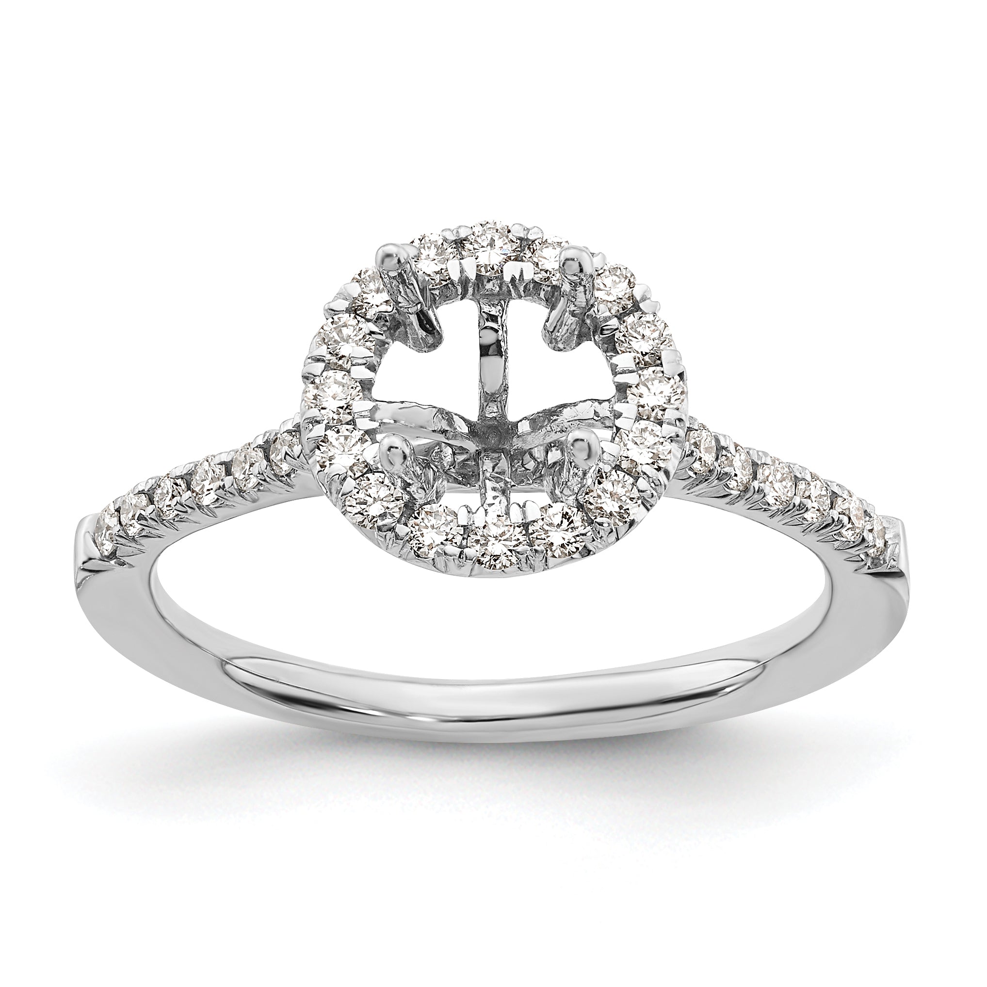14k White Gold 1/3 carat Lab Grown Diamond VS/SI+ G+ 1 carat Center Round Semi Mount Engagement Ring