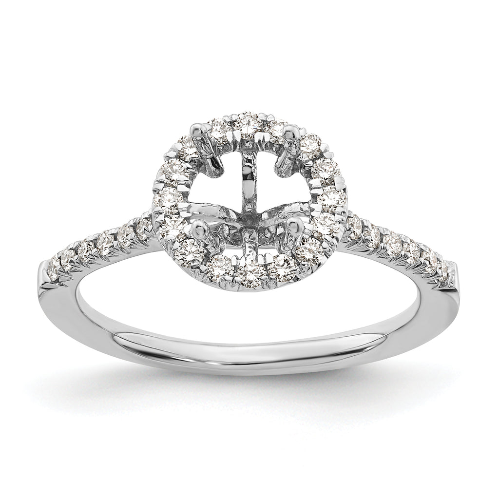 14k White Gold 1/3 carat Lab Grown Diamond VS/SI+ G+ 1 carat Center Round Semi Mount Engagement Ring