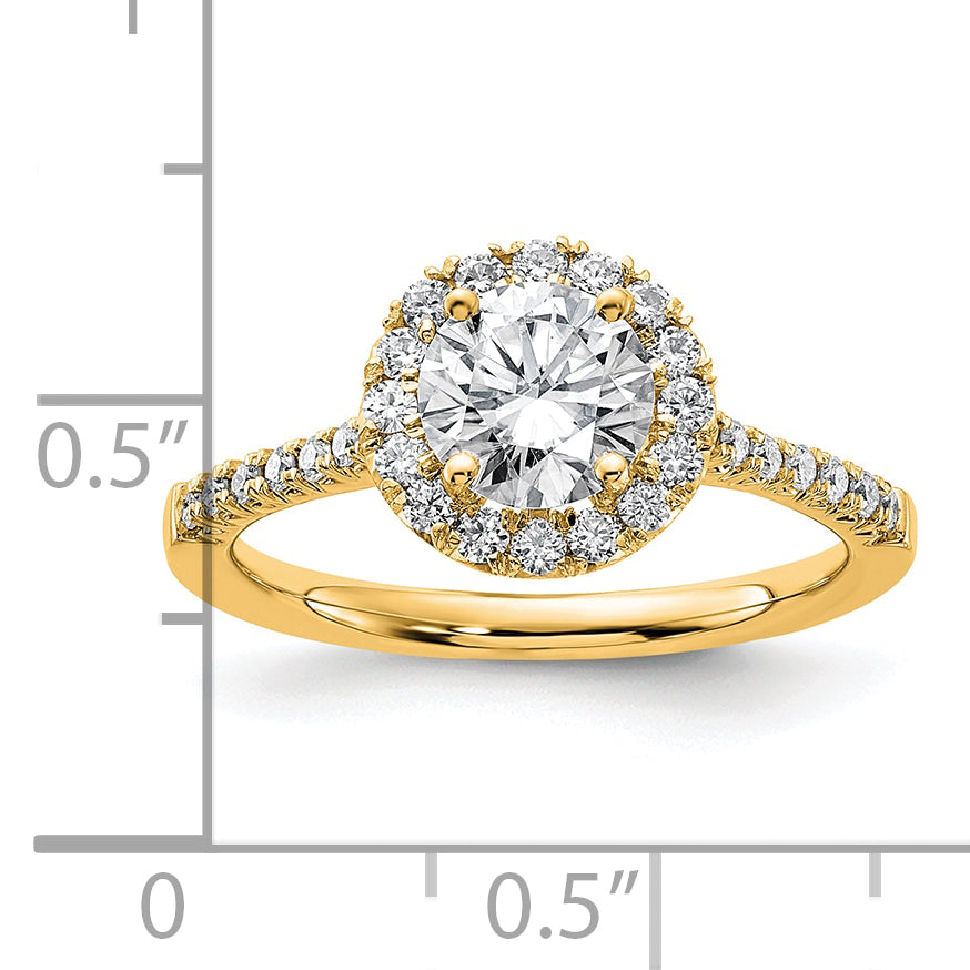 14k 1/3 carat Lab Grown Diamond VS/SI+ G+ 1 carat Center Round Semi Mount Engagement Ring