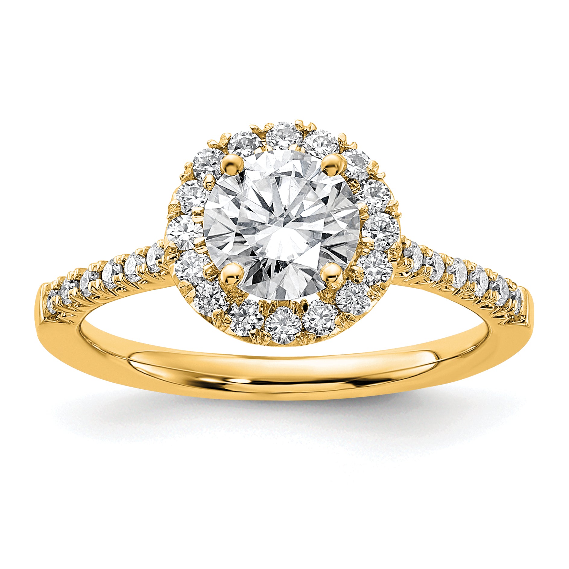 14k 1/3 carat Lab Grown Diamond VS/SI+ G+ 1 carat Center Round Semi Mount Engagement Ring Main image
