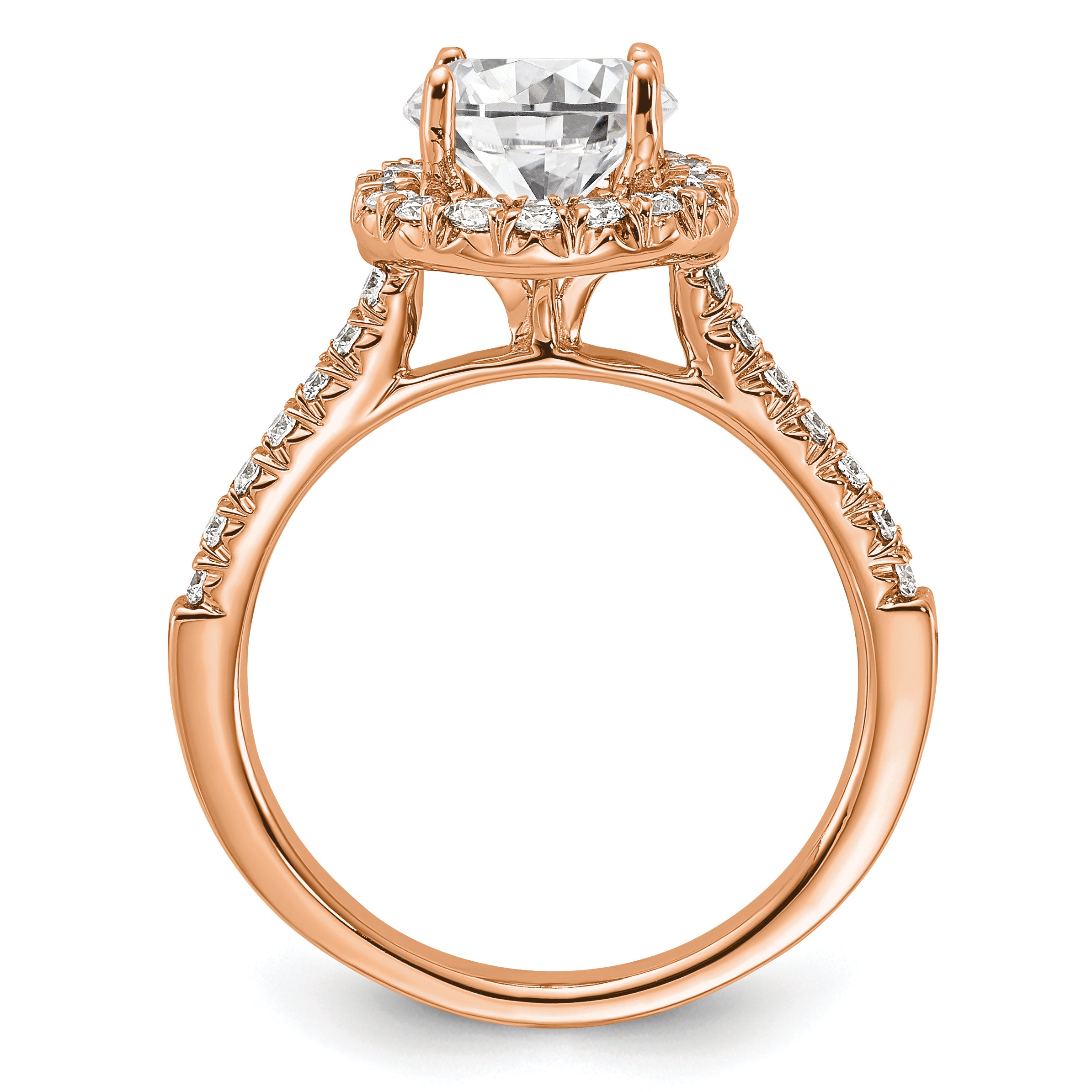 14k Rose Gold 1/2 carat Lab Grown Diamond VS/SI+ G+ 1 1/2 carat Center Round Semi Mount Engagement Ring Secondary image