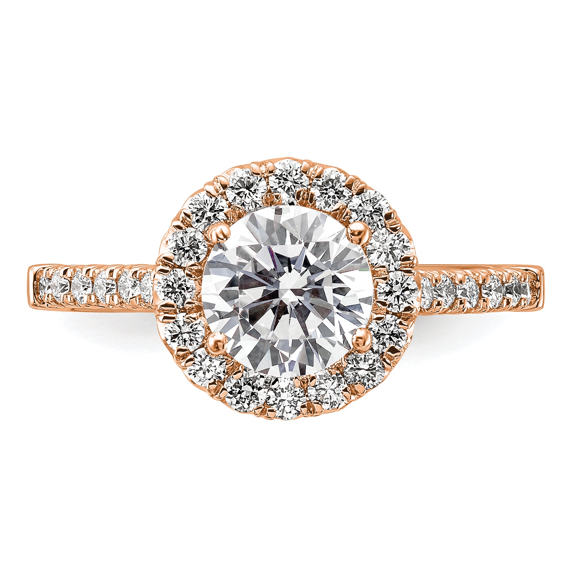 14k Rose Gold 1/2 carat Lab Grown Diamond VS/SI+ G+ 1 1/2 carat Center Round Semi Mount Engagement Ring