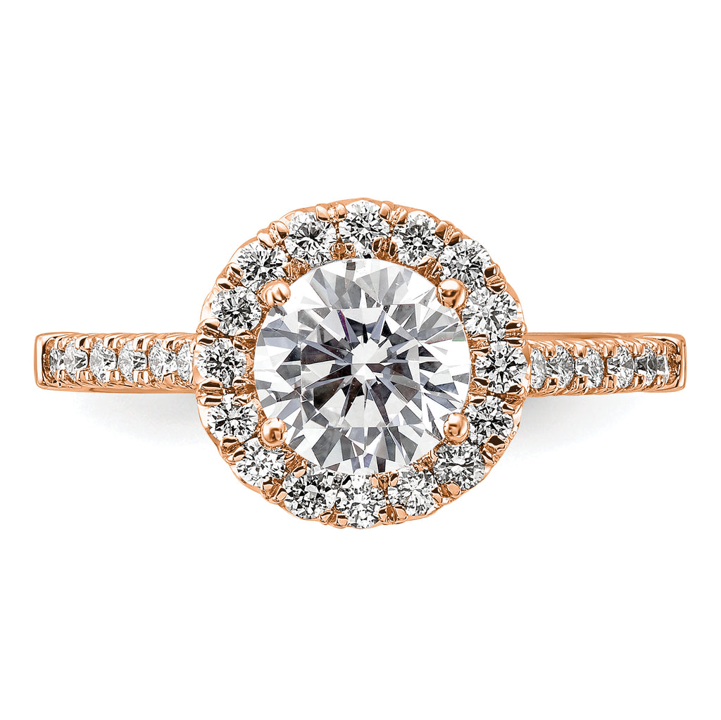 14k Rose Gold 1/2 carat Lab Grown Diamond VS/SI+ G+ 1 1/2 carat Center Round Semi Mount Engagement Ring