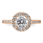 14k Rose Gold 1/2 carat Lab Grown Diamond VS/SI+ G+ 1 1/2 carat Center Round Semi Mount Engagement Ring