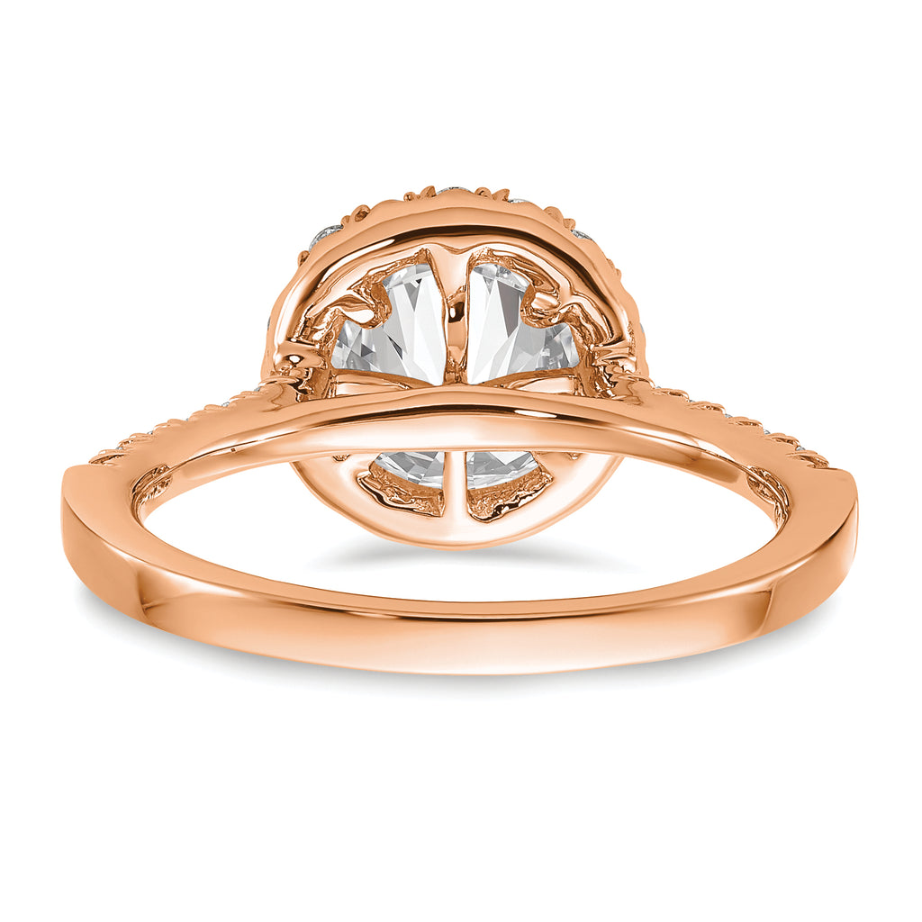 14k Rose Gold 1/2 carat Lab Grown Diamond VS/SI+ G+ 1 1/2 carat Center Round Semi Mount Engagement Ring