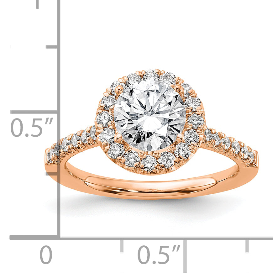 14k Rose Gold 1/2 carat Lab Grown Diamond VS/SI+ G+ 1 1/2 carat Center Round Semi Mount Engagement Ring