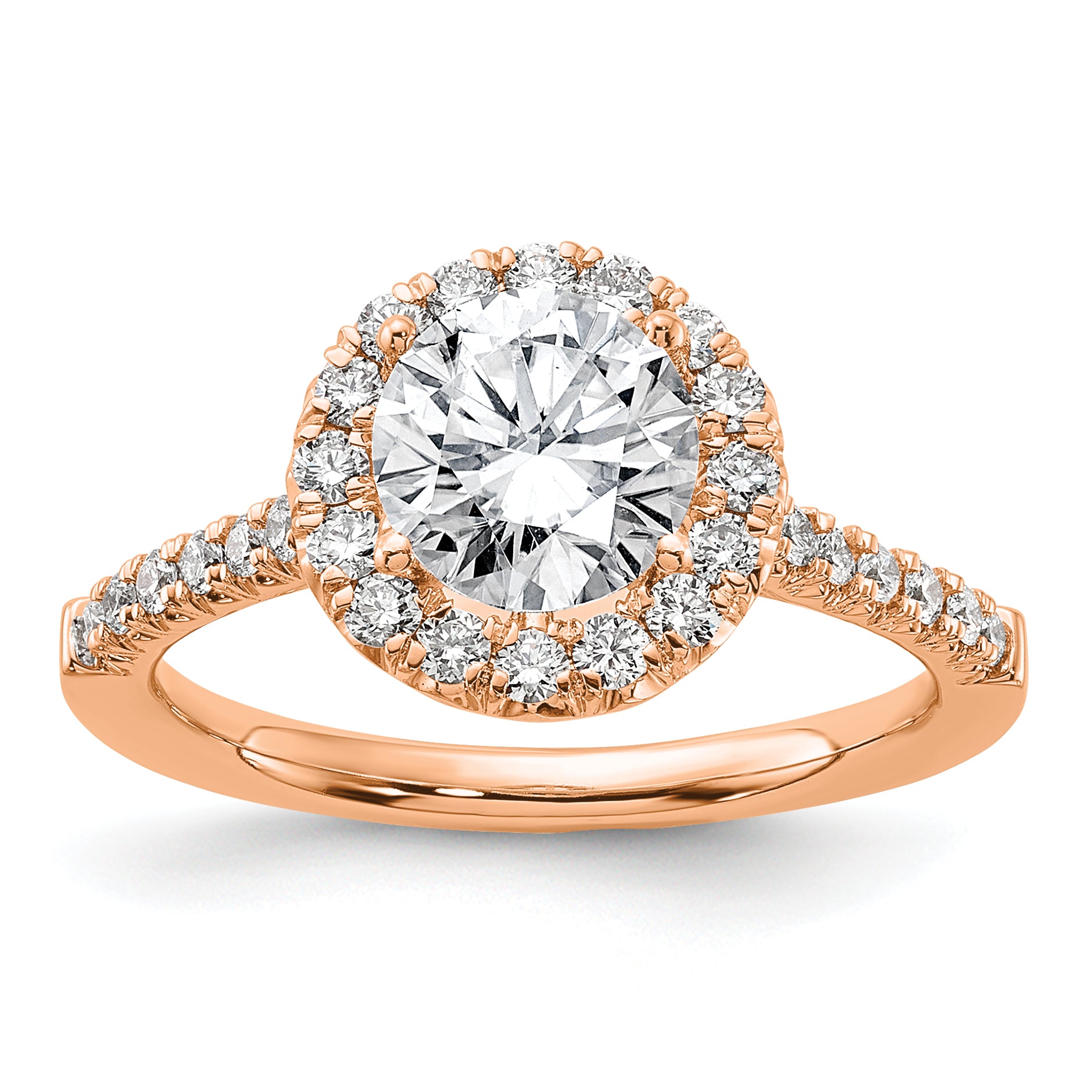 14k Rose Gold 1/2 carat Lab Grown Diamond VS/SI+ G+ 1 1/2 carat Center Round Semi Mount Engagement Ring Main image