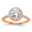 14k Rose Gold 1/2 carat Lab Grown Diamond VS/SI+ G+ 1 1/2 carat Center Round Semi Mount Engagement Ring