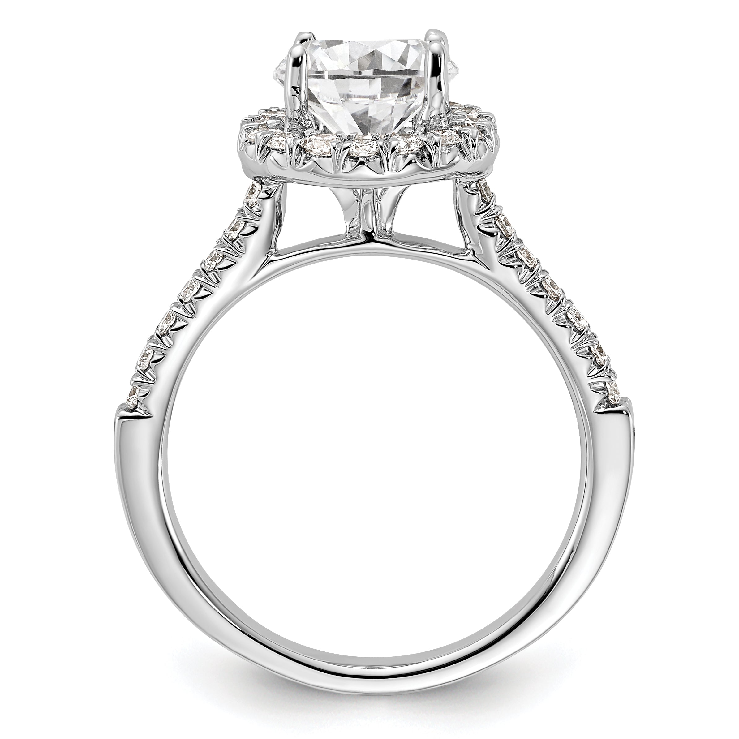 14k White Gold 1/2 carat Lab Grown Diamond VS/SI+ G+ 1 1/2 carat Center Round Semi Mount Engagement Ring Secondary image