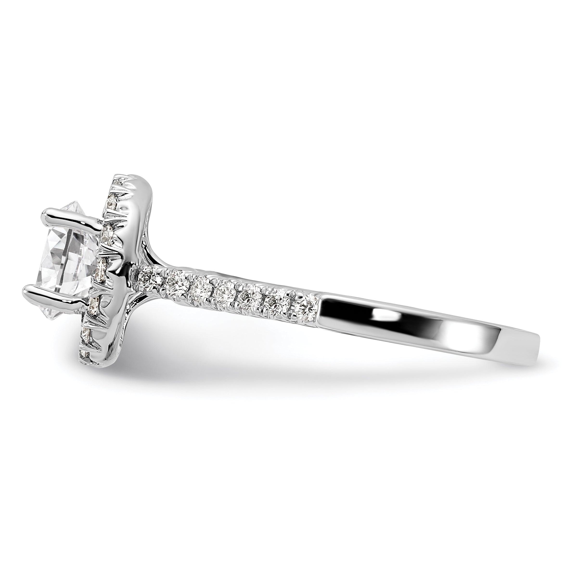 14k White Gold 1/2 carat Lab Grown Diamond VS/SI+ G+ 1 1/2 carat Center Round Semi Mount Engagement Ring