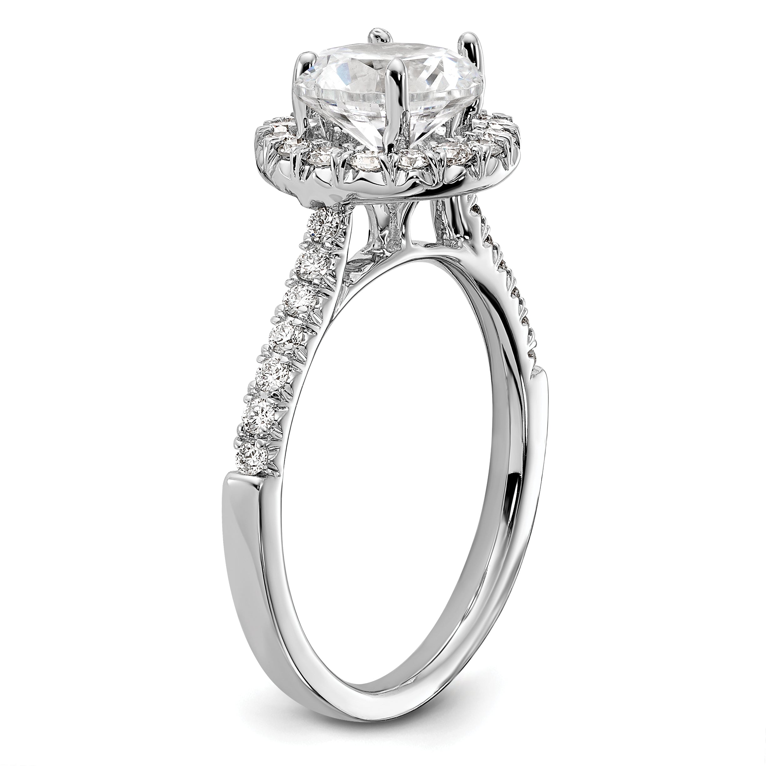 14k White Gold 1/2 carat Lab Grown Diamond VS/SI+ G+ 1 1/2 carat Center Round Semi Mount Engagement Ring