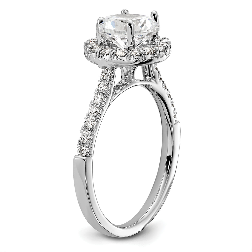 14k White Gold 1/2 carat Lab Grown Diamond VS/SI+ G+ 1 1/2 carat Center Round Semi Mount Engagement Ring