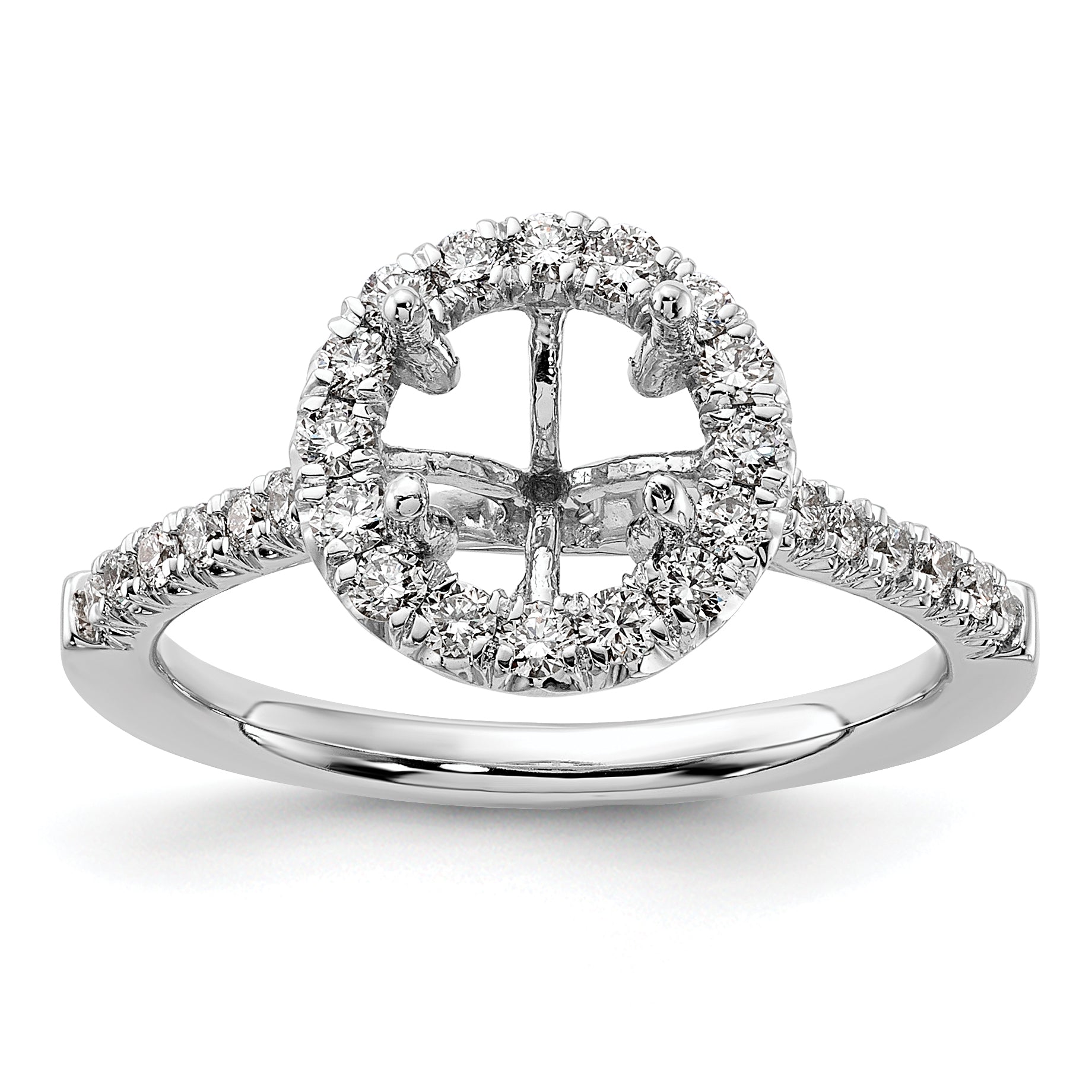 14k White Gold 1/2 carat Lab Grown Diamond VS/SI+ G+ 1 1/2 carat Center Round Semi Mount Engagement Ring
