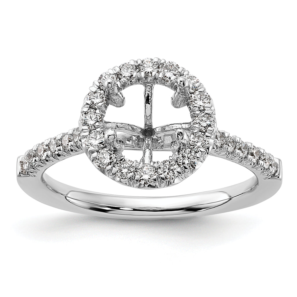 14k White Gold 1/2 carat Lab Grown Diamond VS/SI+ G+ 1 1/2 carat Center Round Semi Mount Engagement Ring