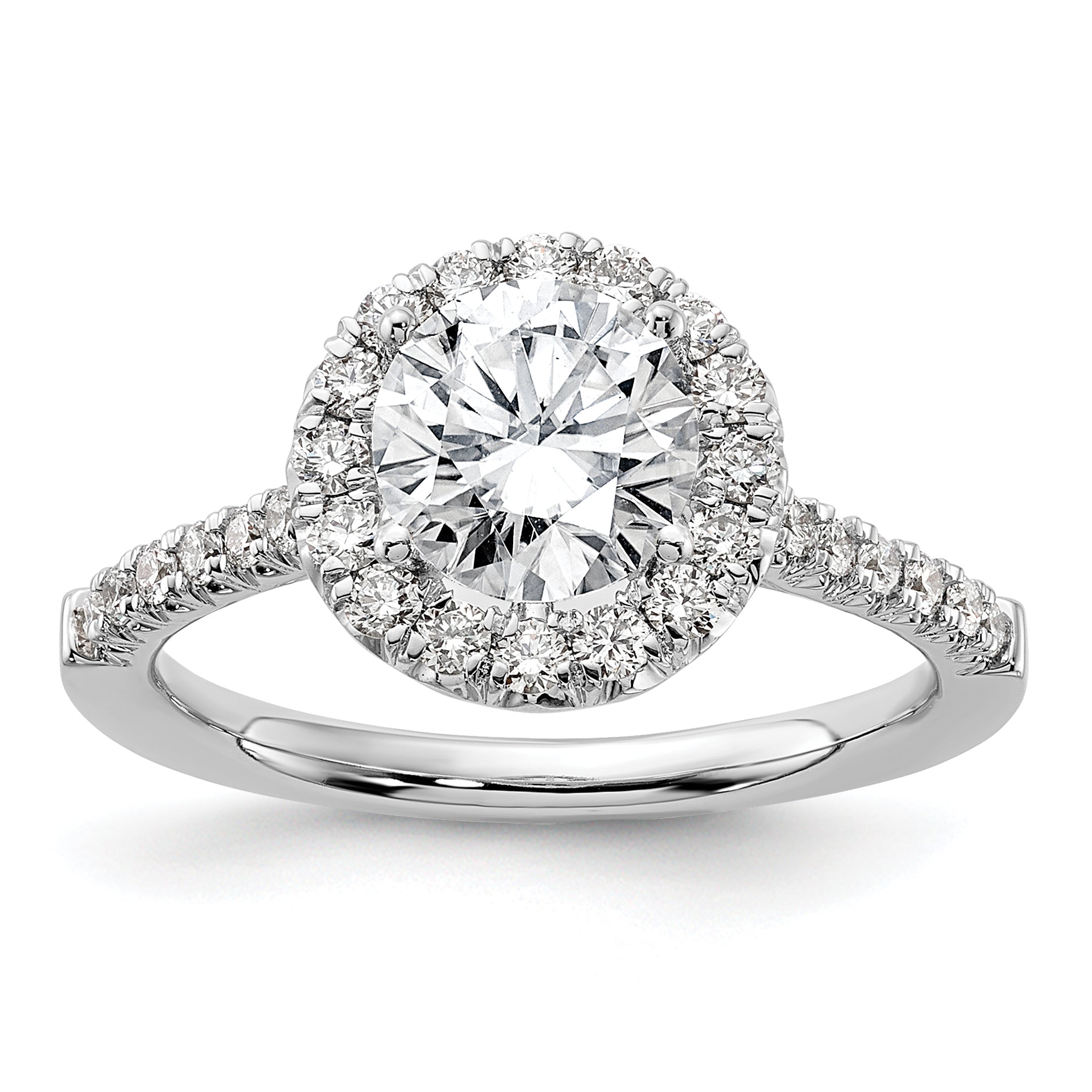 14k White Gold 1/2 carat Lab Grown Diamond VS/SI+ G+ 1 1/2 carat Center Round Semi Mount Engagement Ring Main image