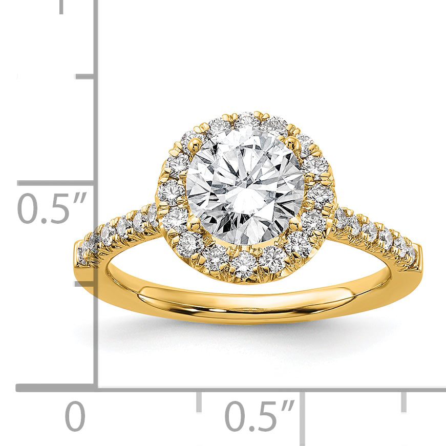 14k 1/2 carat Lab Grown Diamond VS/SI+ G+ 1 1/2 carat Center Round Semi Mount Engagement Ring