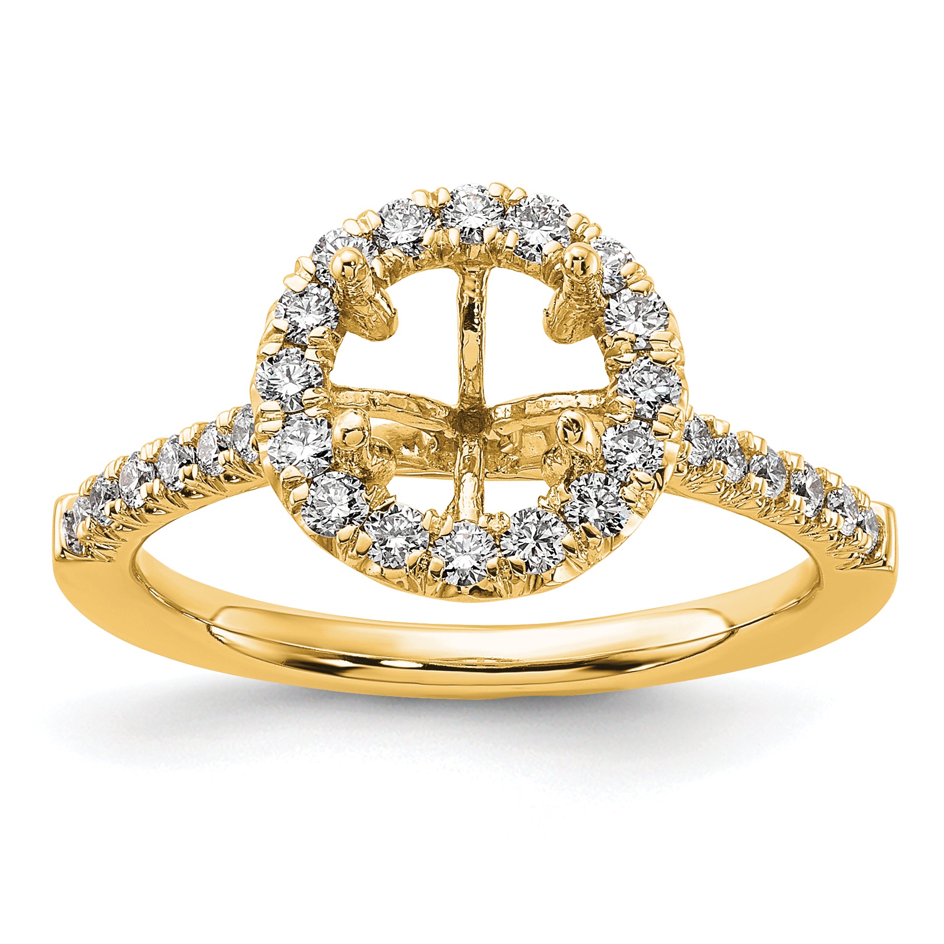 14k 1/2 carat Lab Grown Diamond VS/SI+ G+ 1 1/2 carat Center Round Semi Mount Engagement Ring
