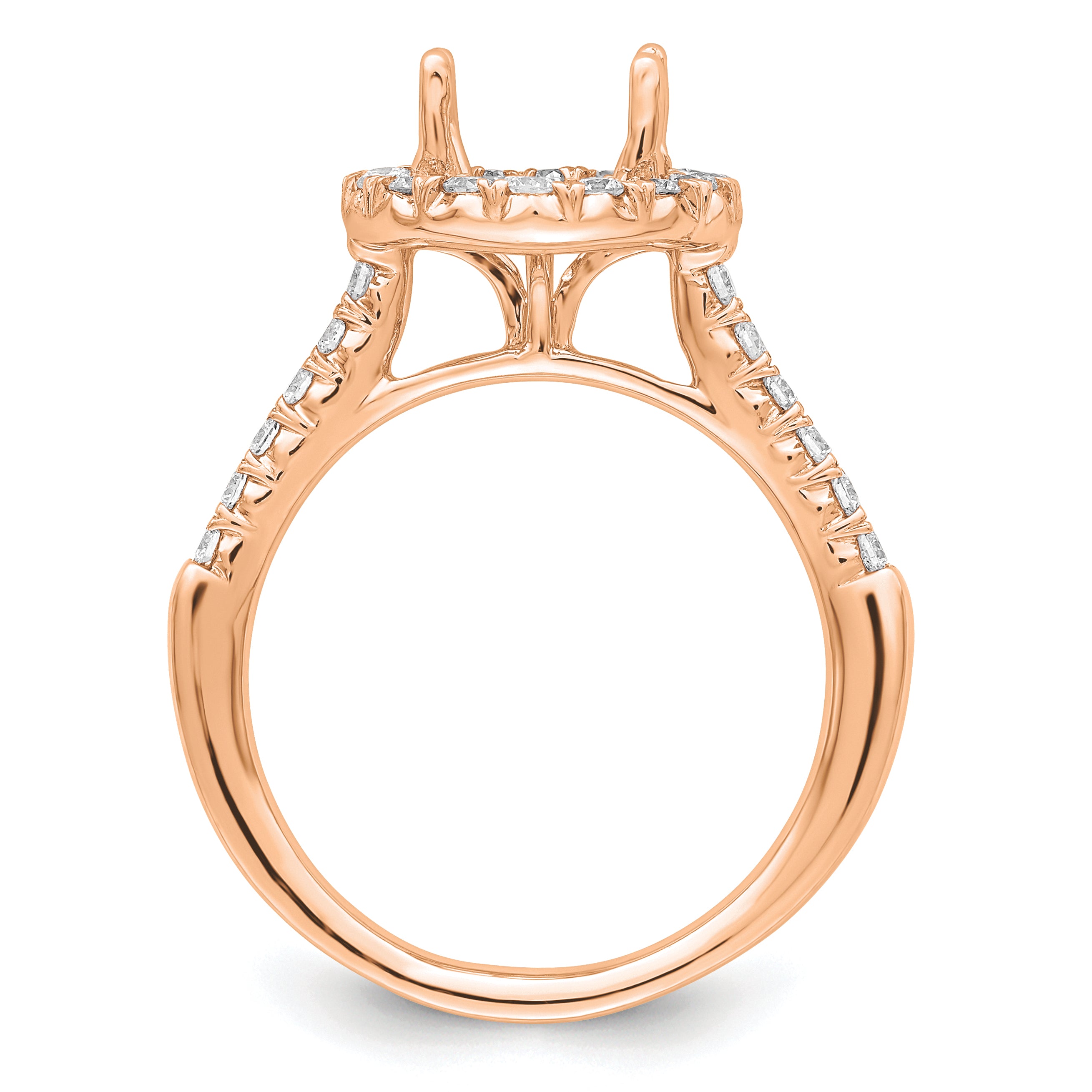 14k Rose Gold 1/2 carat Lab Grown Diamond VS/SI+ G+ 2 carat Center Round Semi Mount Engagement Ring Secondary image