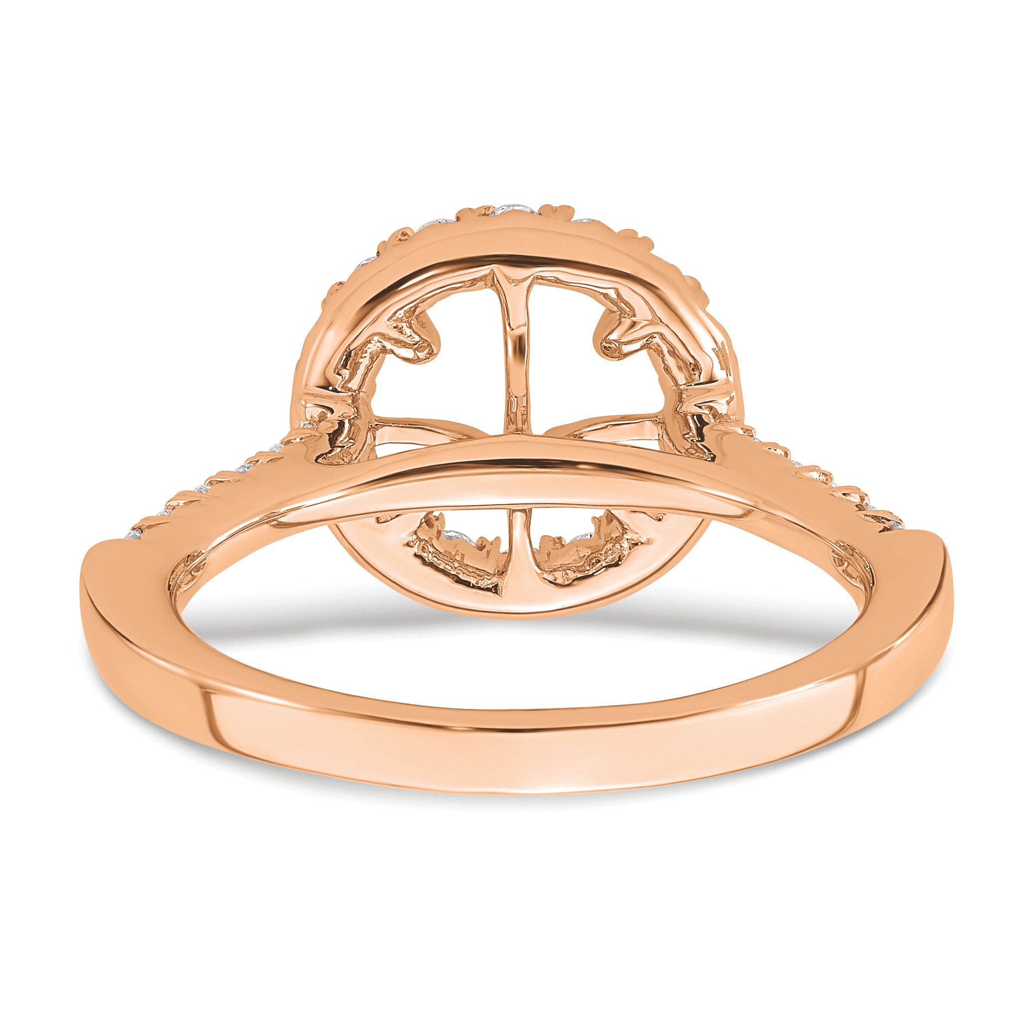 14k Rose Gold 1/2 carat Lab Grown Diamond VS/SI+ G+ 2 carat Center Round Semi Mount Engagement Ring