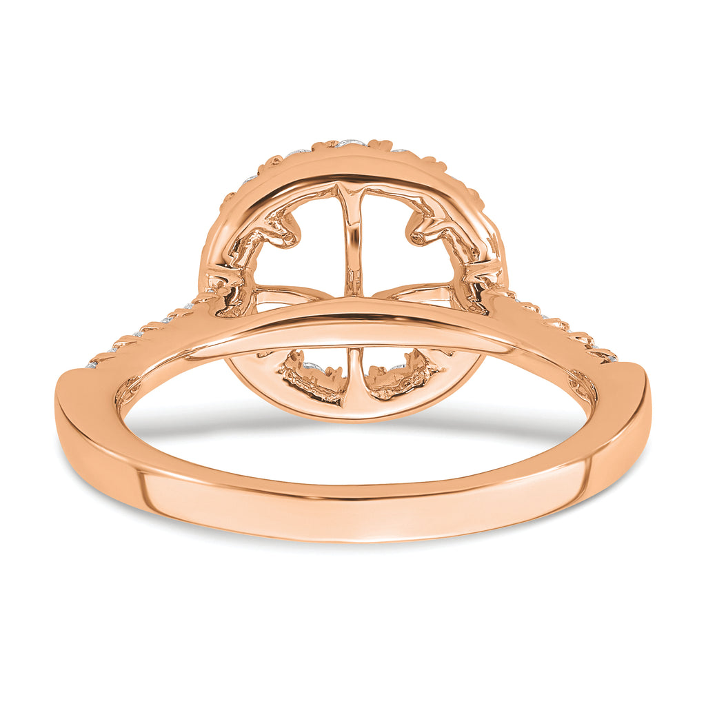 14k Rose Gold 1/2 carat Lab Grown Diamond VS/SI+ G+ 2 carat Center Round Semi Mount Engagement Ring