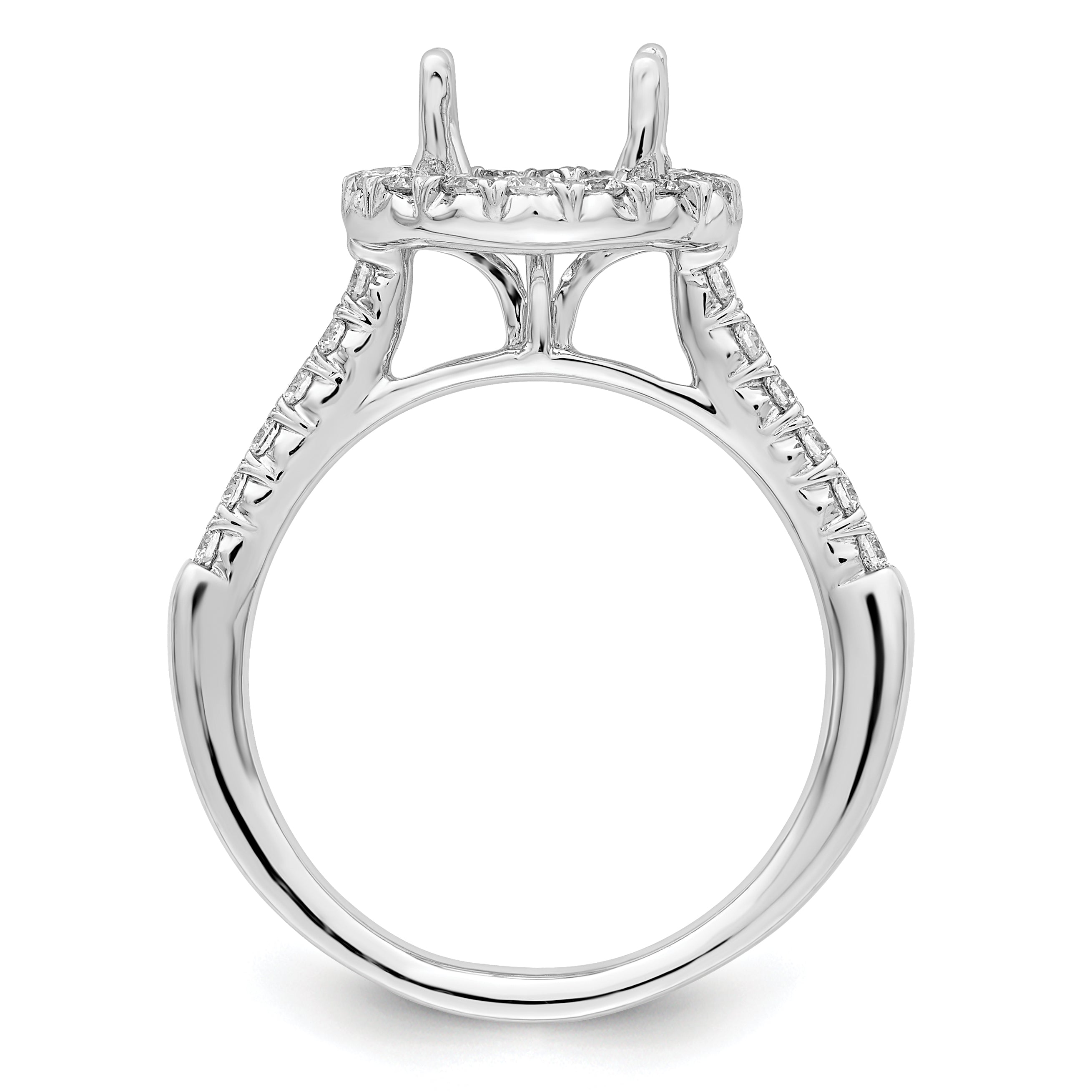14k White Gold 1/2 carat Lab Grown Diamond VS/SI+ G+ 2 carat Center Round Semi Mount Engagement Ring Secondary image