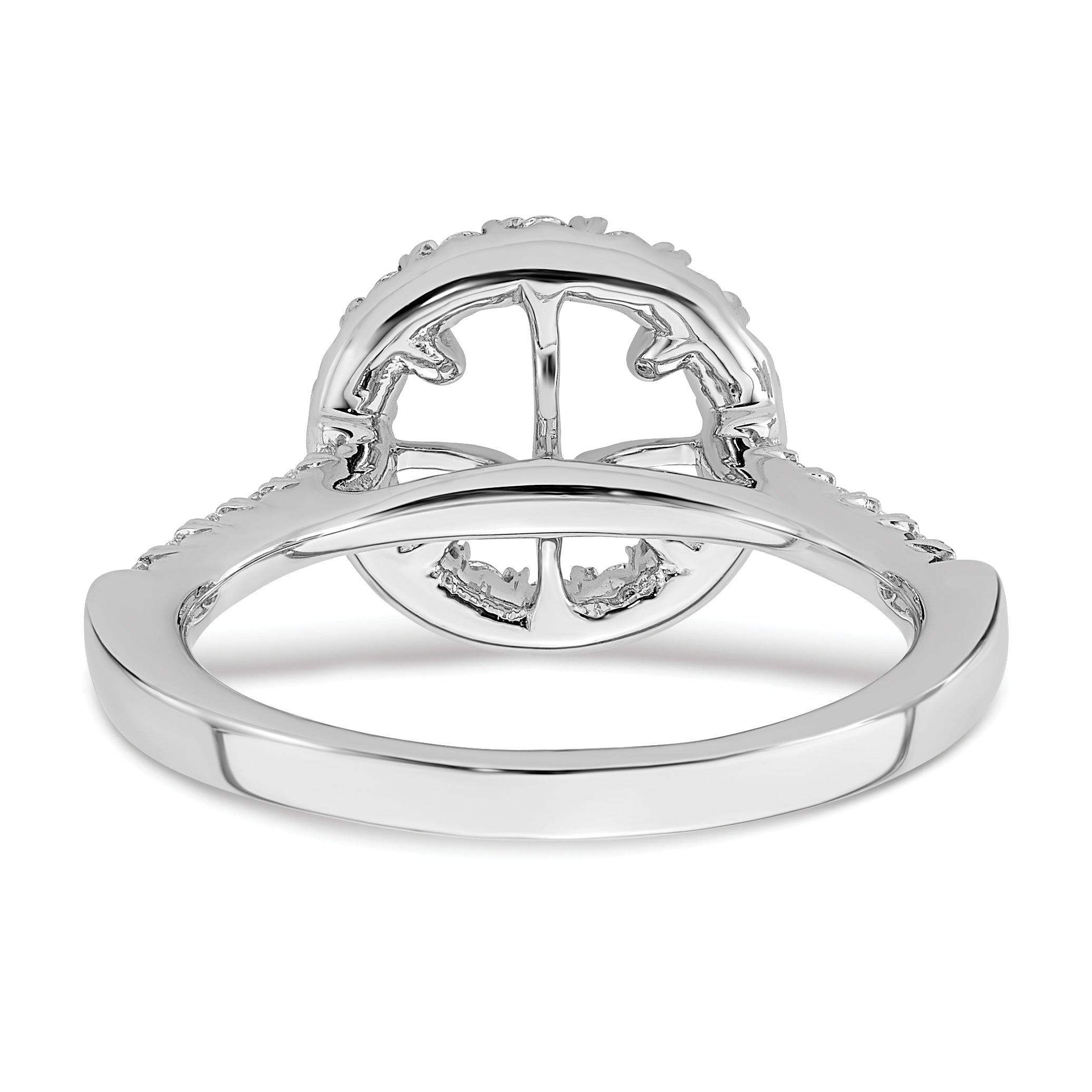 14k White Gold 1/2 carat Lab Grown Diamond VS/SI+ G+ 2 carat Center Round Semi Mount Engagement Ring