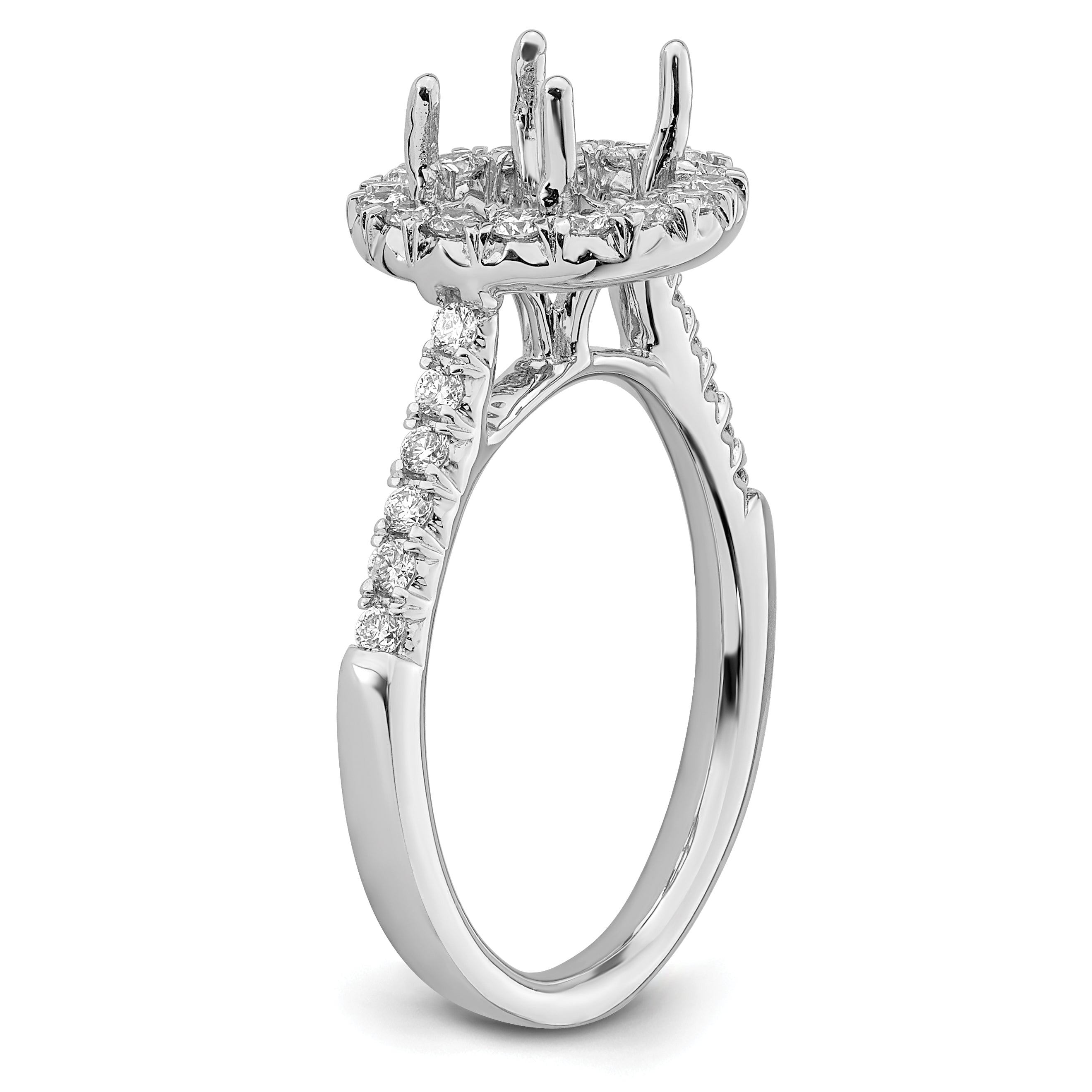 14k White Gold 1/2 carat Lab Grown Diamond VS/SI+ G+ 2 carat Center Round Semi Mount Engagement Ring