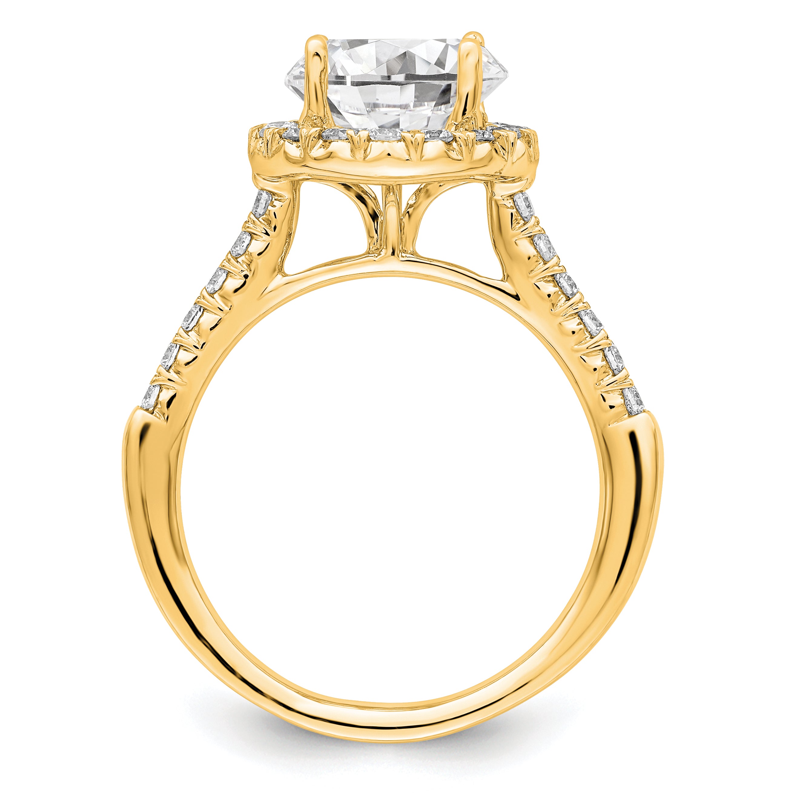 14k 1/2 carat Lab Grown Diamond VS/SI+ G+ 2 carat Center Round Semi Mount Engagement Ring