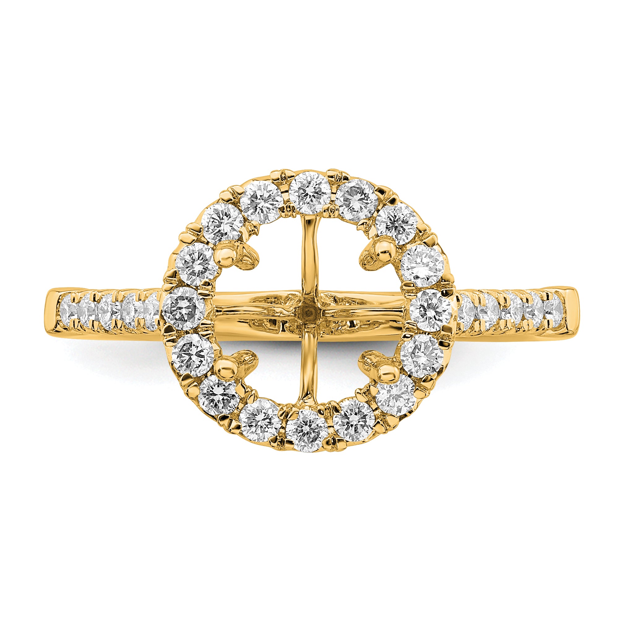 14k 1/2 carat Lab Grown Diamond VS/SI+ G+ 2 carat Center Round Semi Mount Engagement Ring