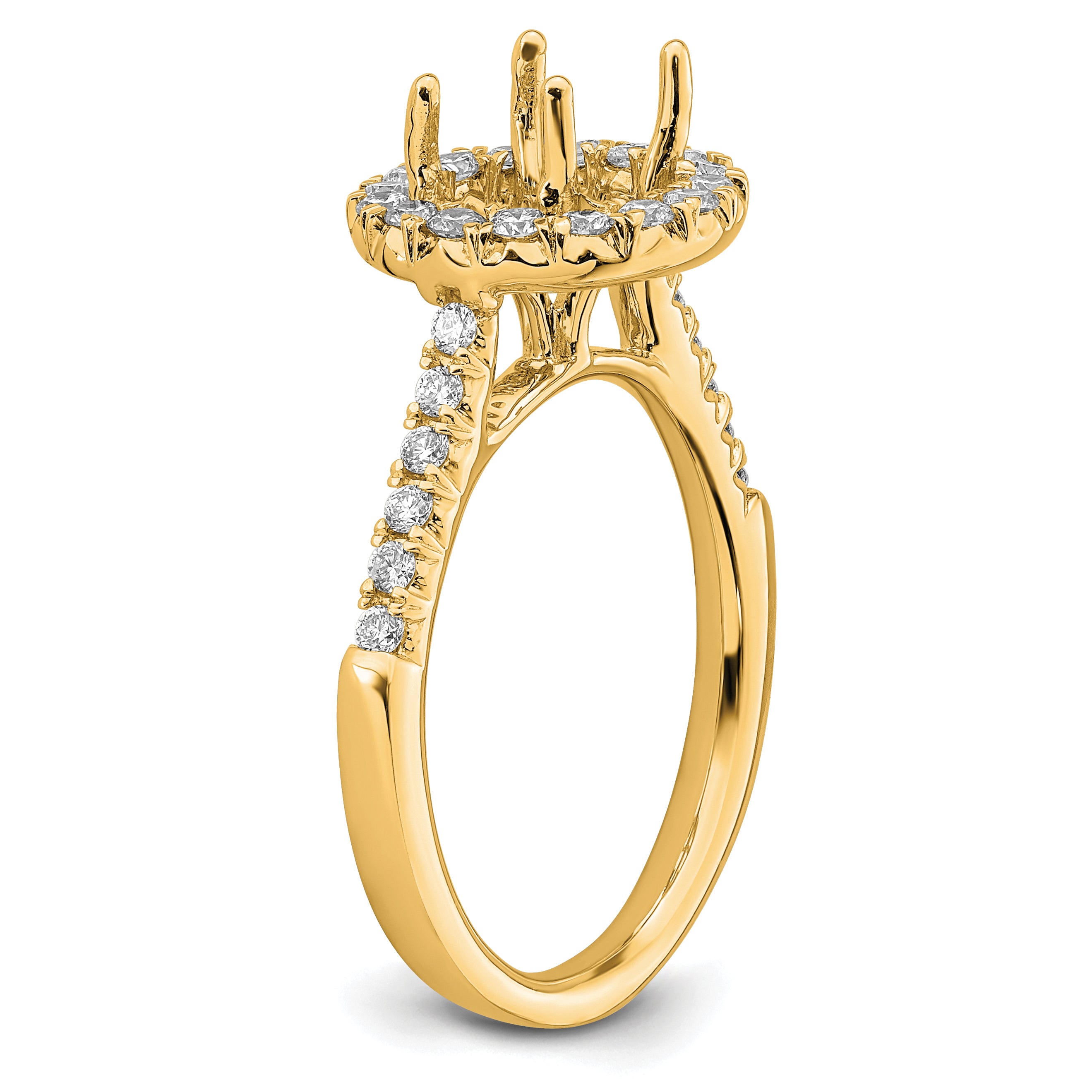 14k 1/2 carat Lab Grown Diamond VS/SI+ G+ 2 carat Center Round Semi Mount Engagement Ring