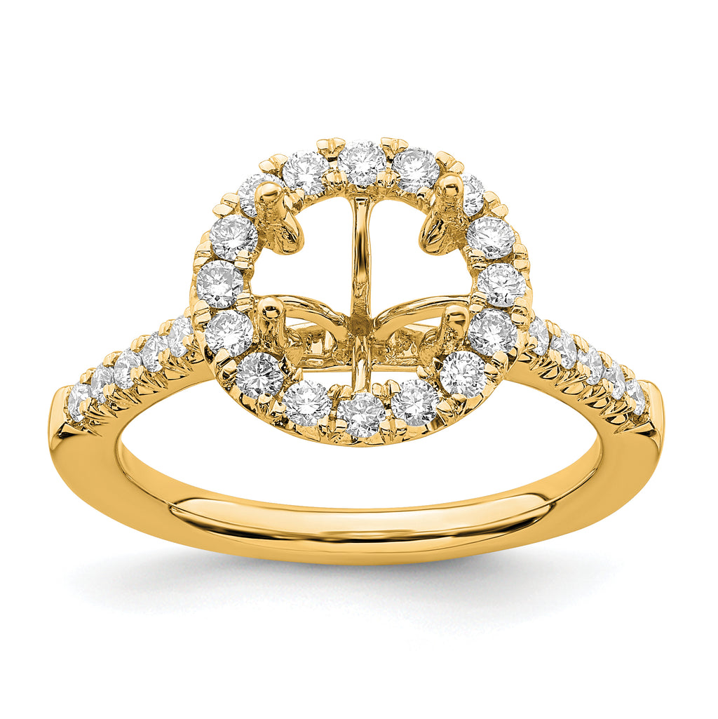 14k 1/2 carat Lab Grown Diamond VS/SI+ G+ 2 carat Center Round Semi Mount Engagement Ring